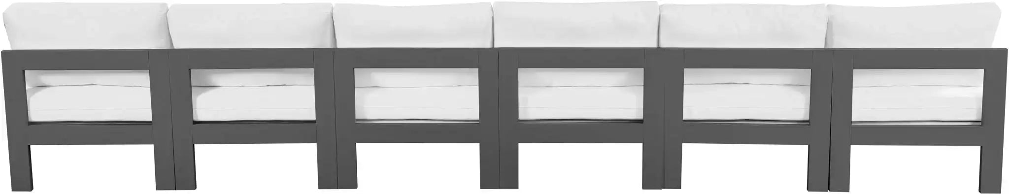 Nizuc - Outdoor Patio 6 Seat Armless Modular Sofa With Gray Frame