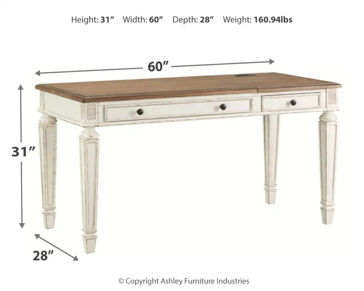 Realyn - Home Office Lift Top Desk - White / Brown - Best Buy Furniture