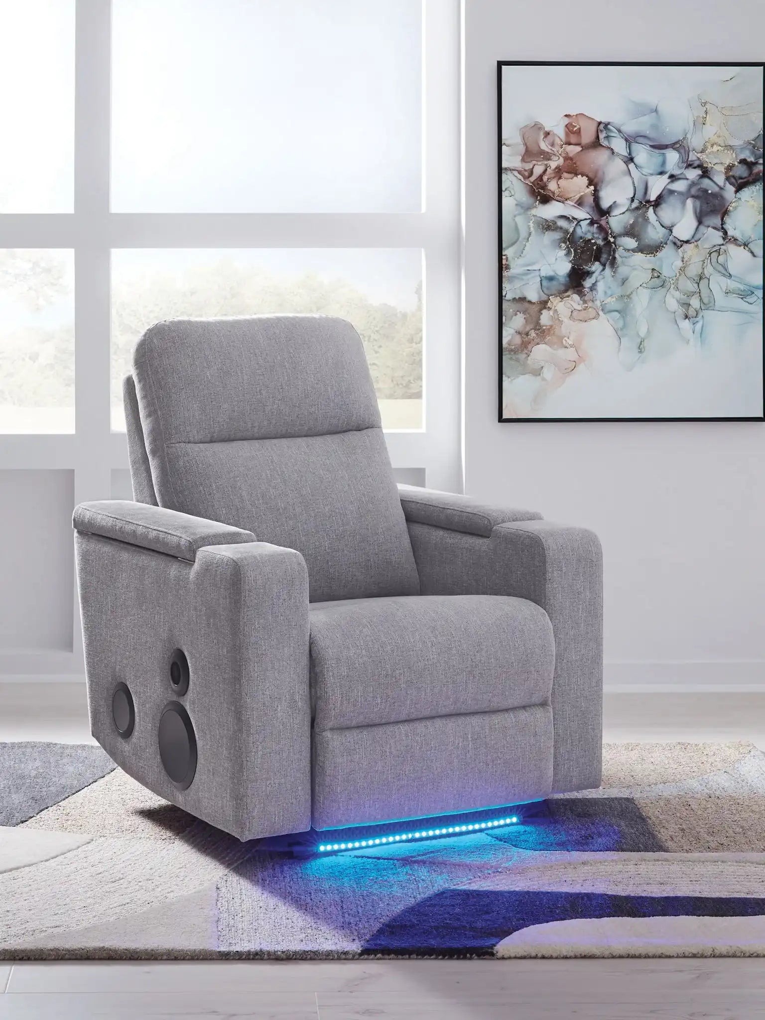 Pineland - Glider Power Recliner With Audio System - Pewter - Best Buy Furniture