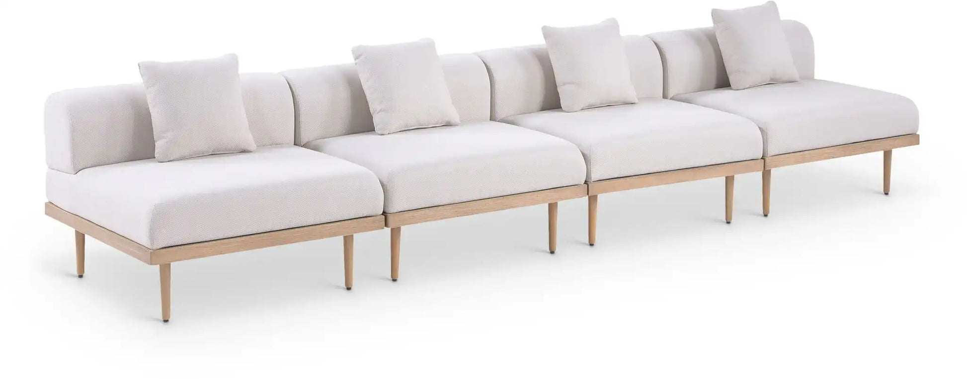 Laguna - 4 Piece 142" Upholstered Outdoor Patio Modular Armless Sofa - Best Buy Furniture