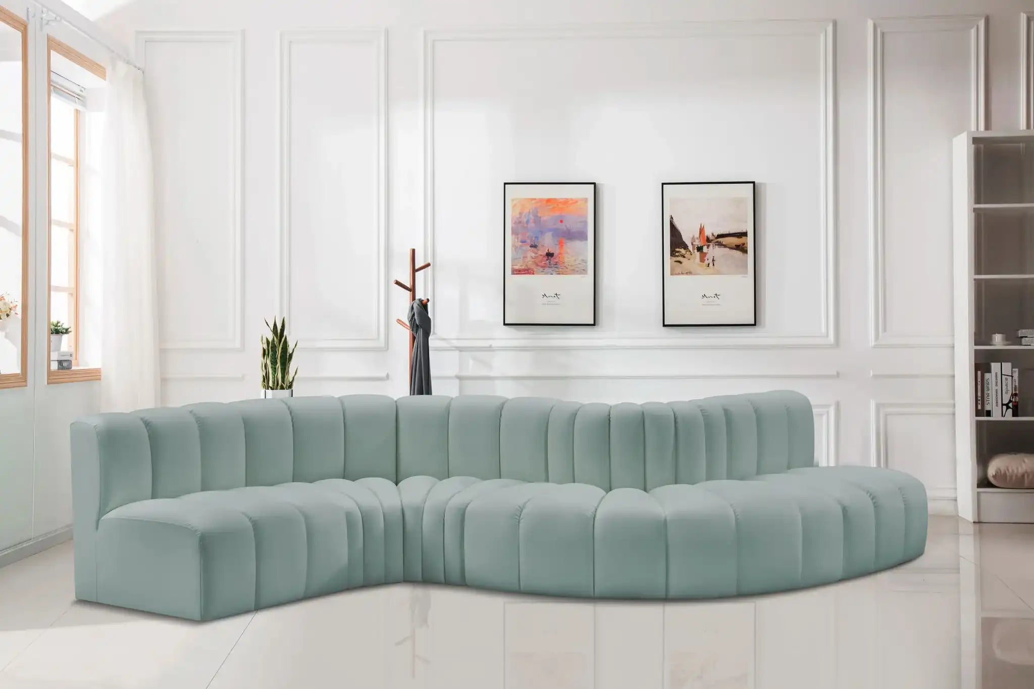 Arc - Faux Leather 6 Piece Curved Modular Sofa