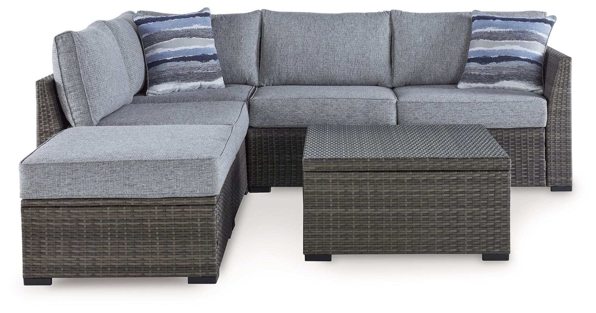 Petal Road - Loveseat Sectional, Ottoman, Table Set (Set of 4) - Gray - Best Buy Furniture