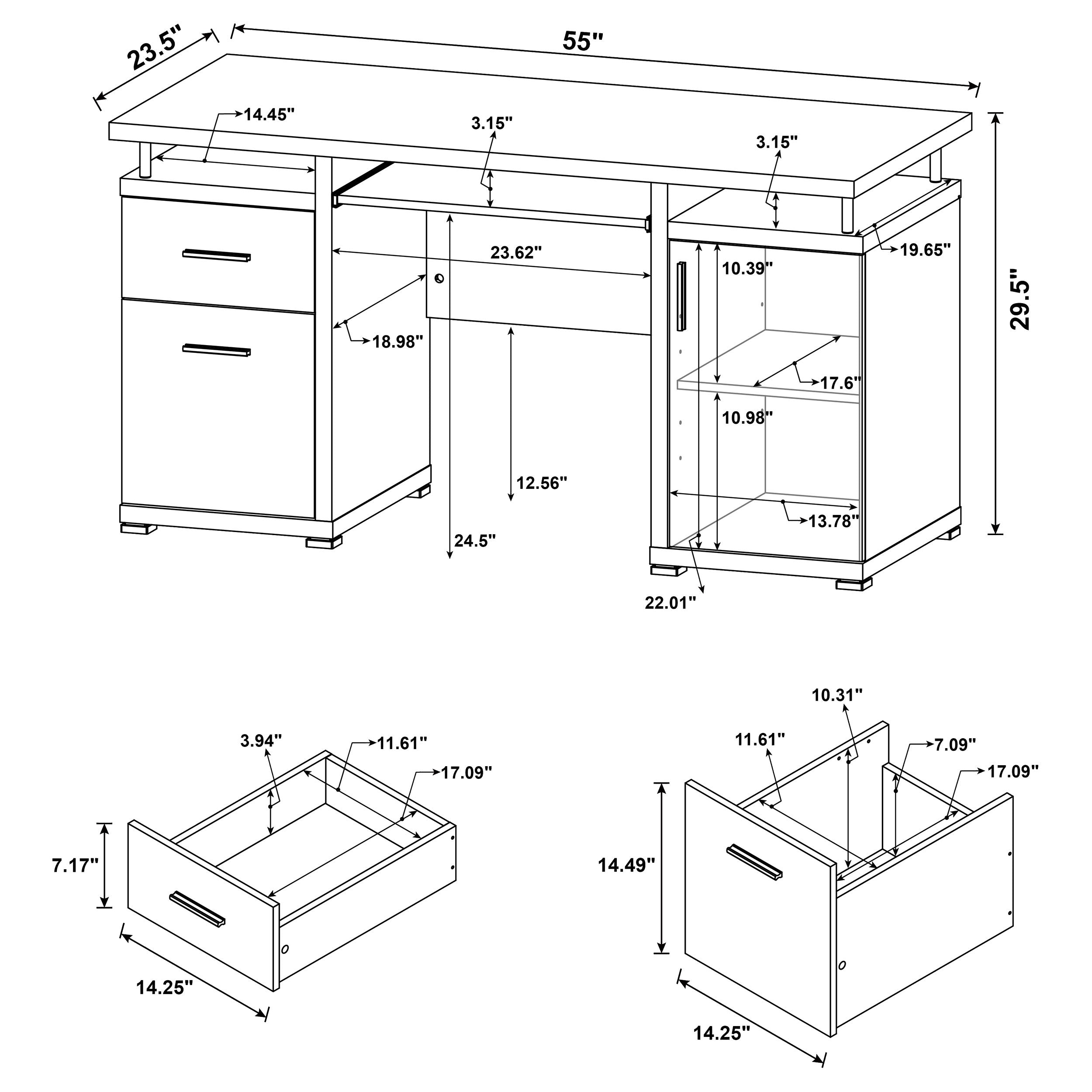 Tracy 55-inch 2-drawer Office Computer Desk White-CoasterEveryday
