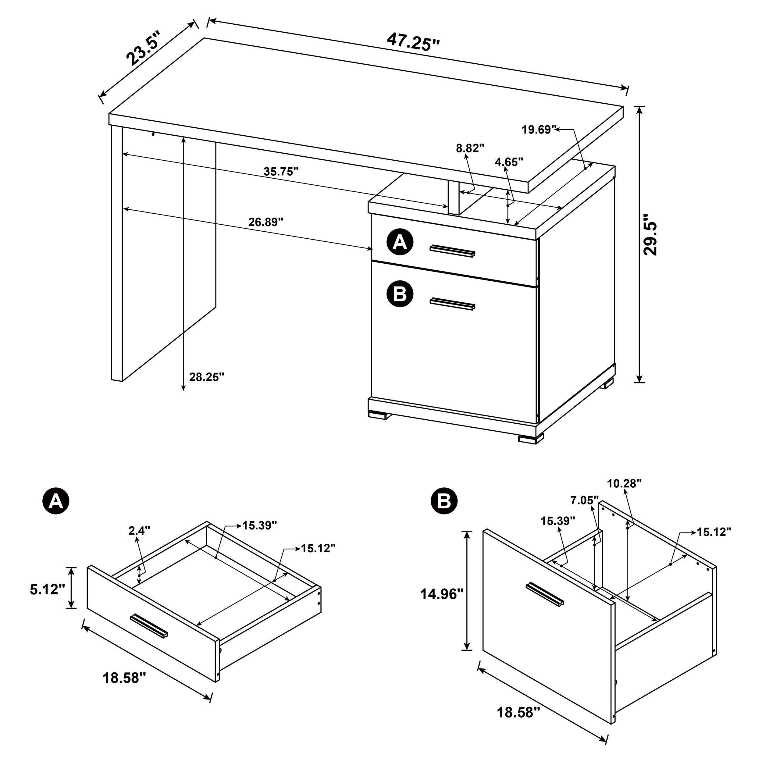 Irving 47-inch 2-drawer Office Computer Desk White-CoasterEveryday