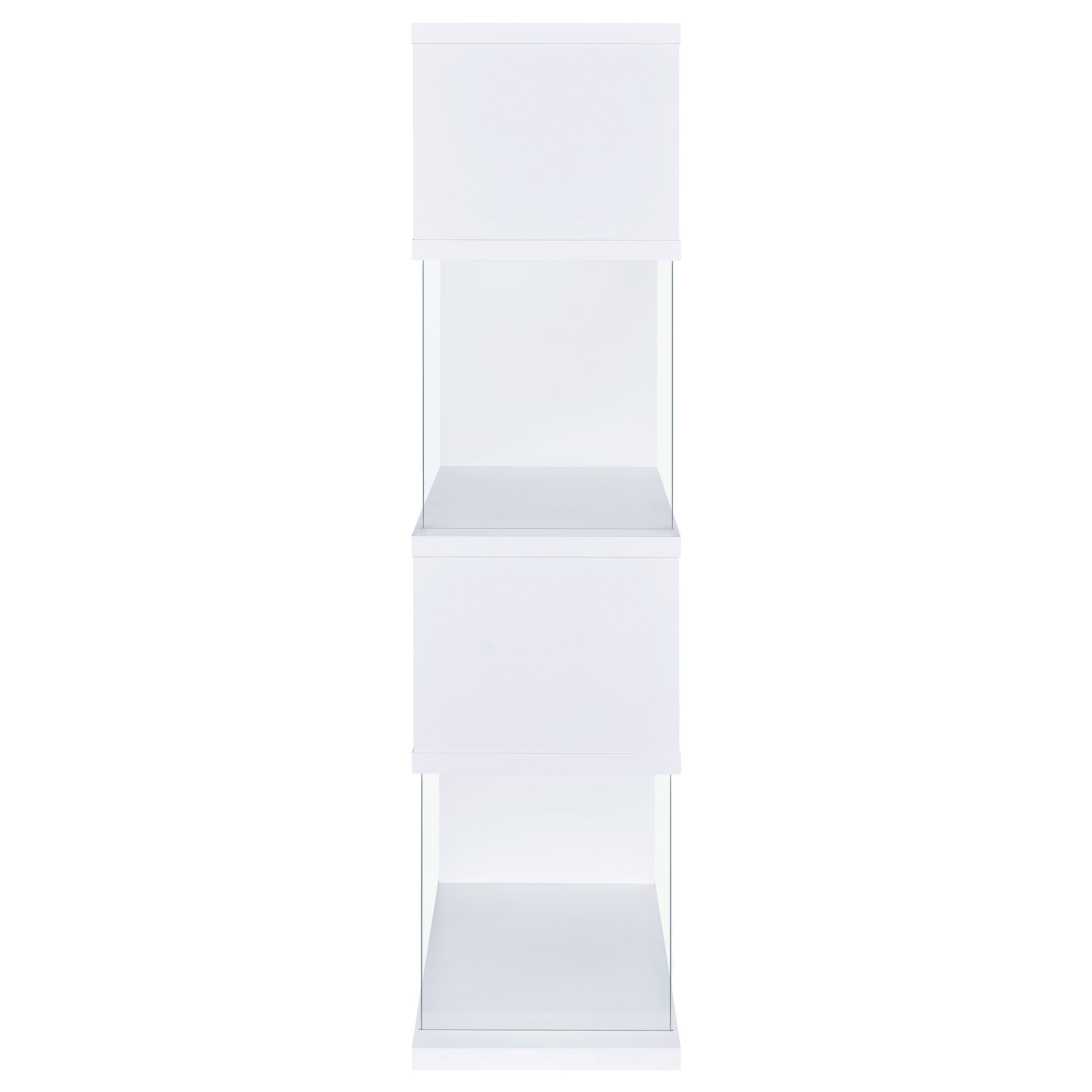 Emelle 63-inch 4-shelf Glass Panel Bookshelf White-CoasterEveryday