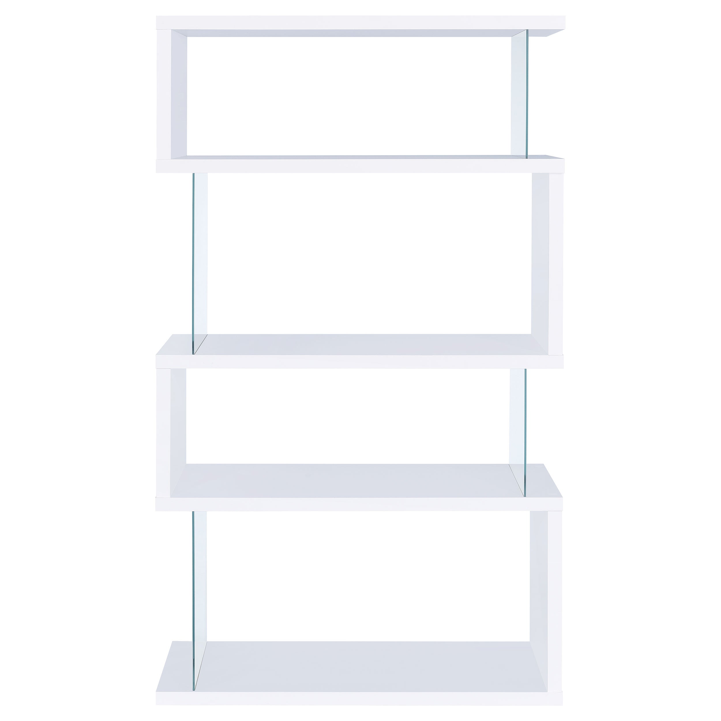 Emelle 63-inch 4-shelf Glass Panel Bookshelf White-CoasterEveryday