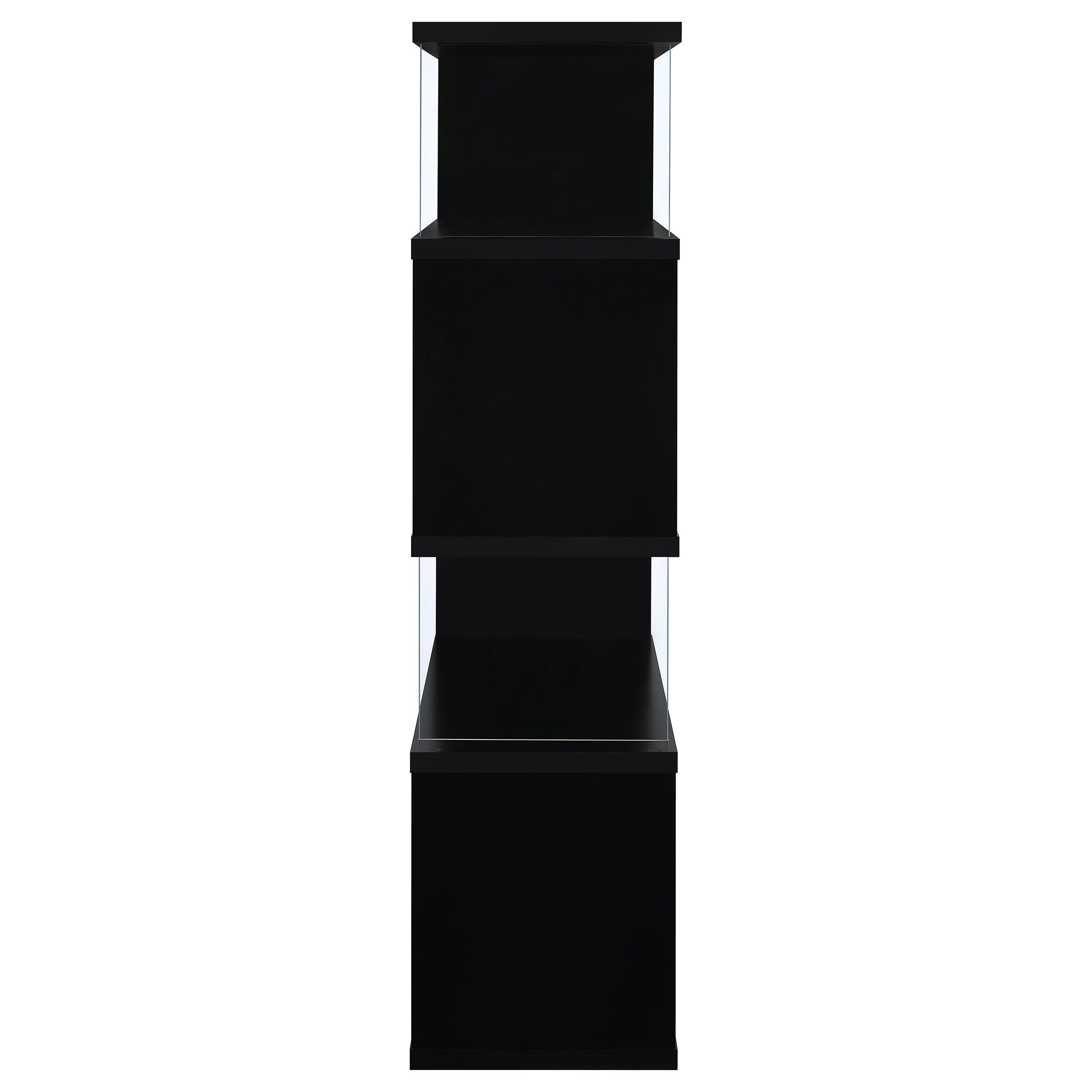 Emelle 63-inch 4-shelf Glass Panel Bookshelf Black-CoasterEveryday