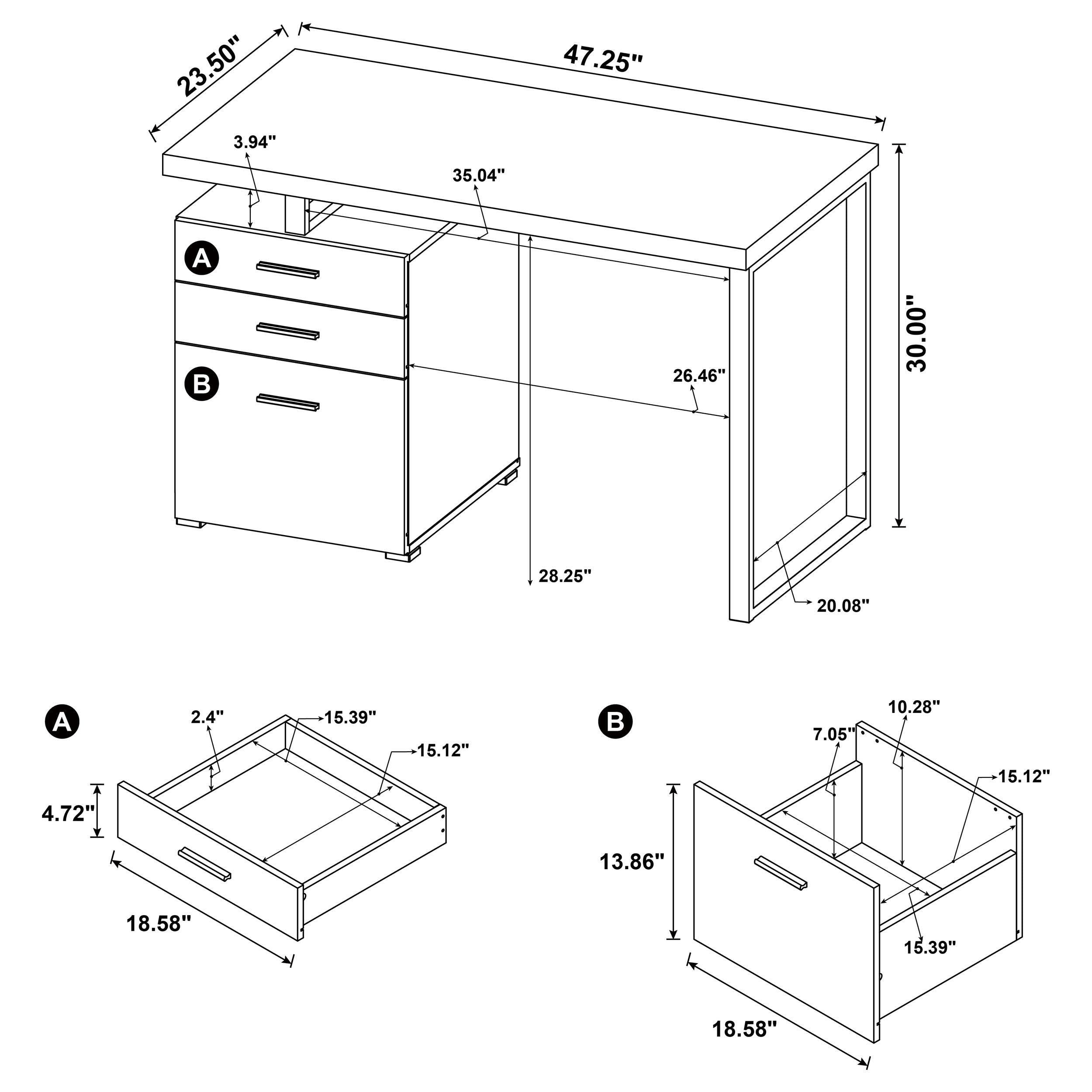 Brennan 47-inch 3-drawer Office Computer Desk Cappuccino-CoasterEveryday