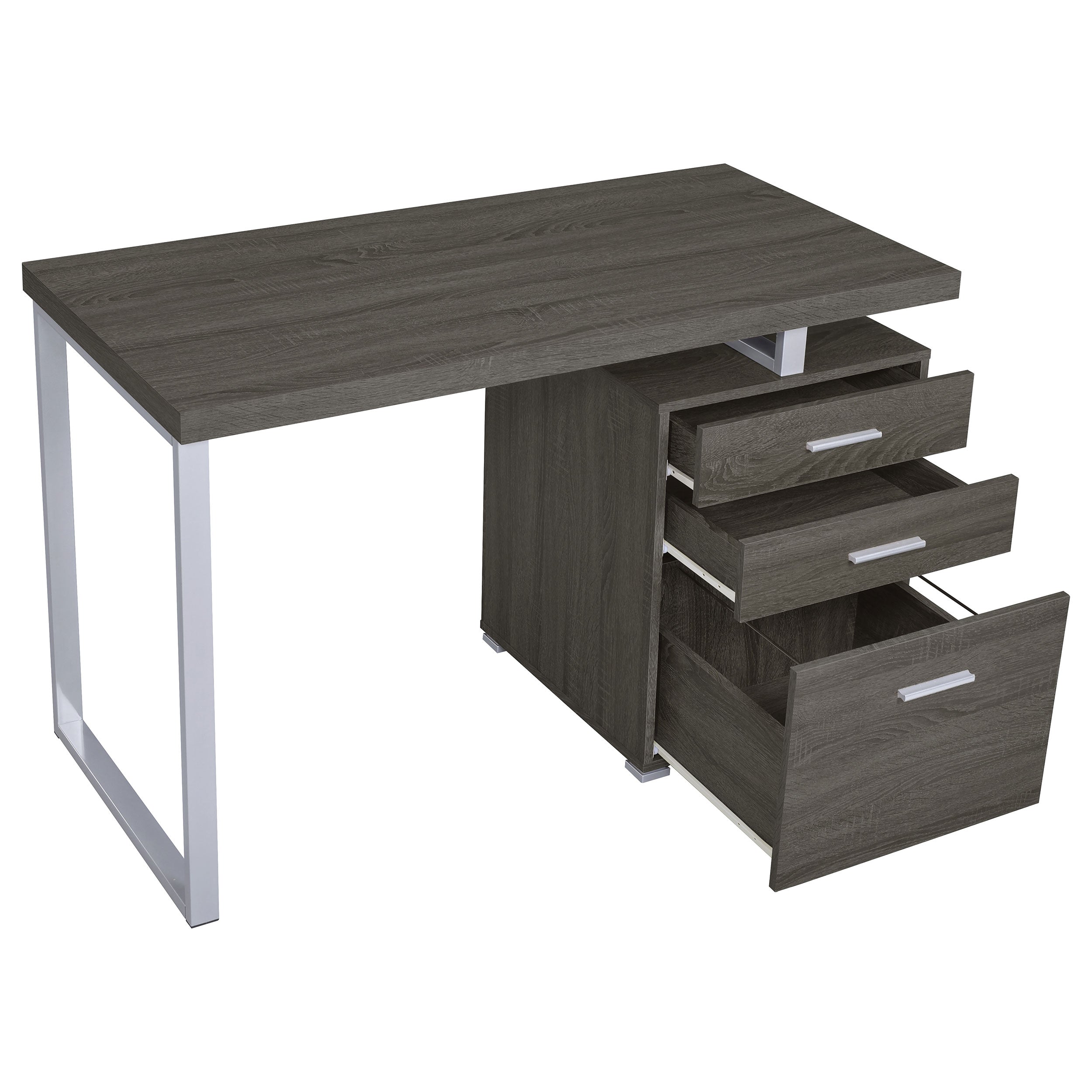 Brennan 47-inch 3-drawer Office Computer Desk Weathered Grey-CoasterEveryday