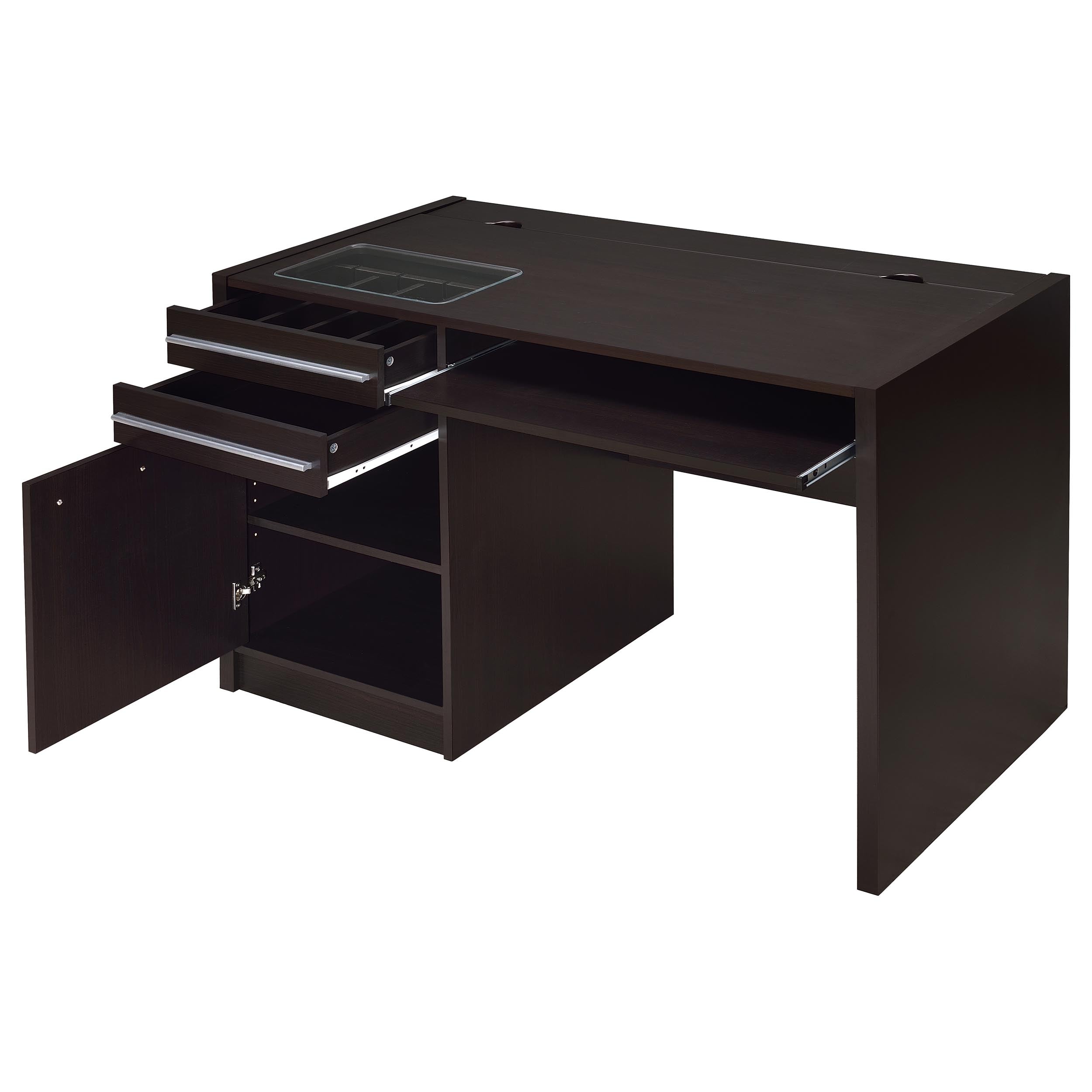 Halston 47-inch 2-drawer Office Desk with Cabinet Cappuccino-CoasterEveryday
