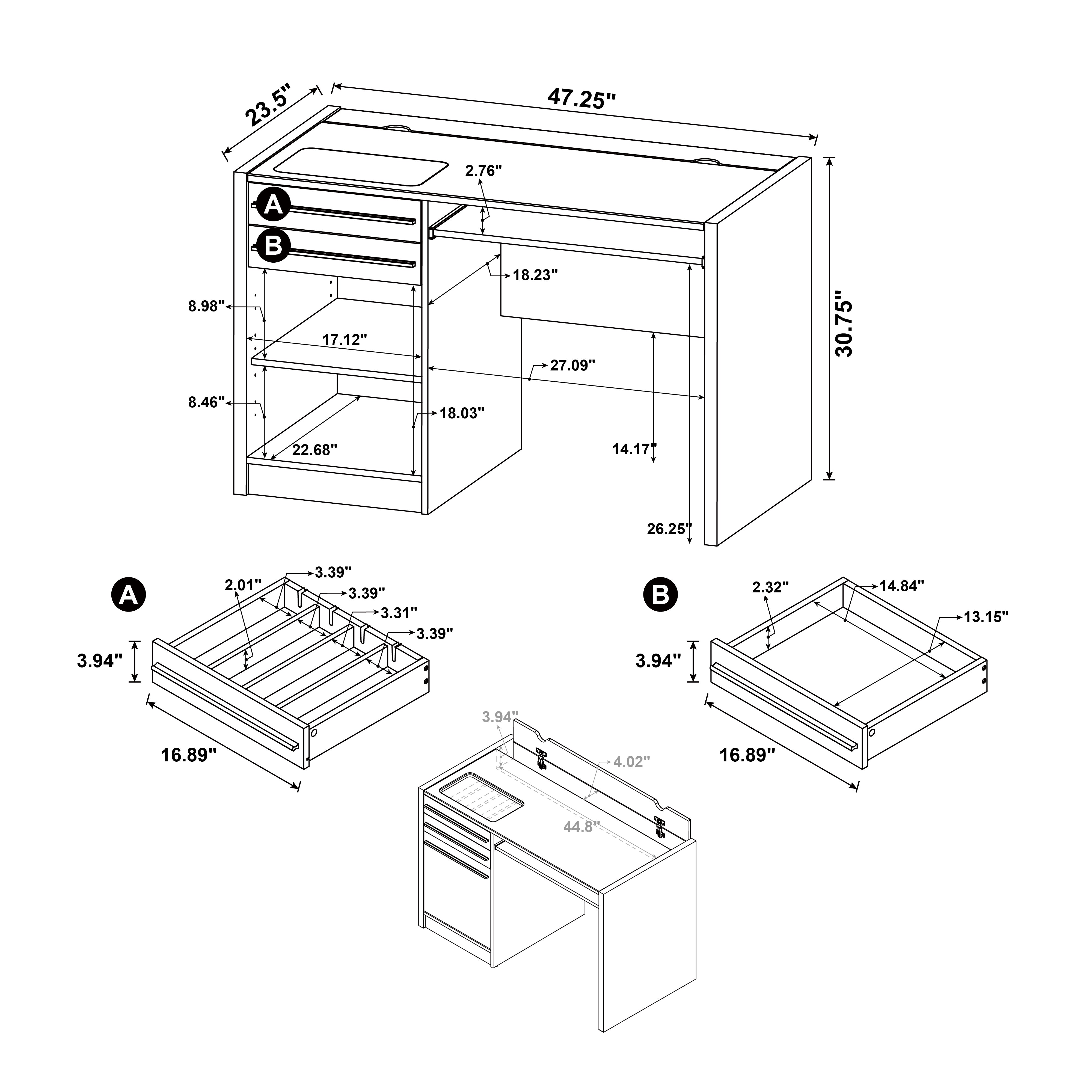 Halston 47-inch 2-drawer Office Desk with Cabinet Cappuccino-CoasterEveryday