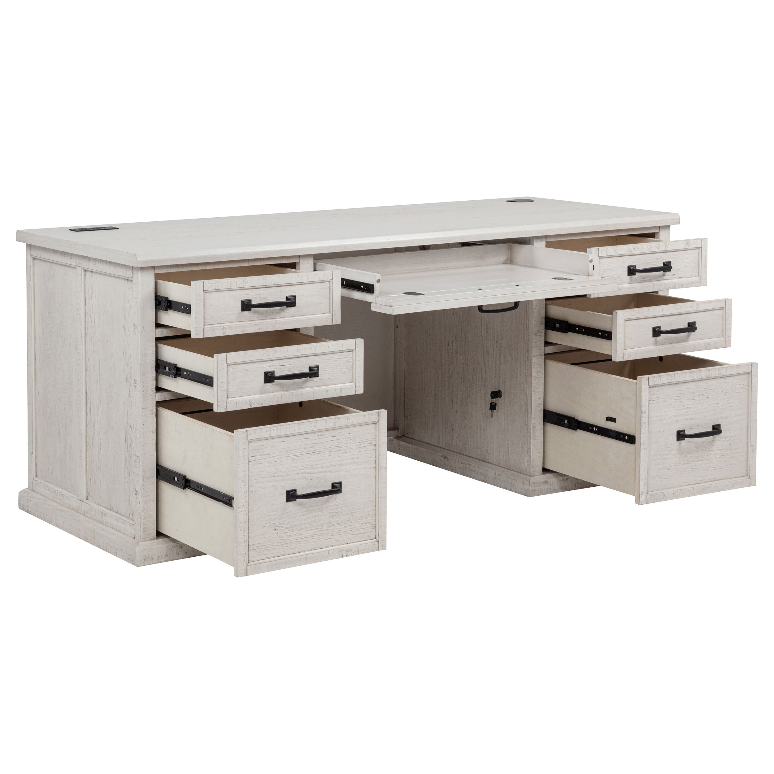 Altidore 68-inch 7-drawer Executive Home Office Desk Distressed White-