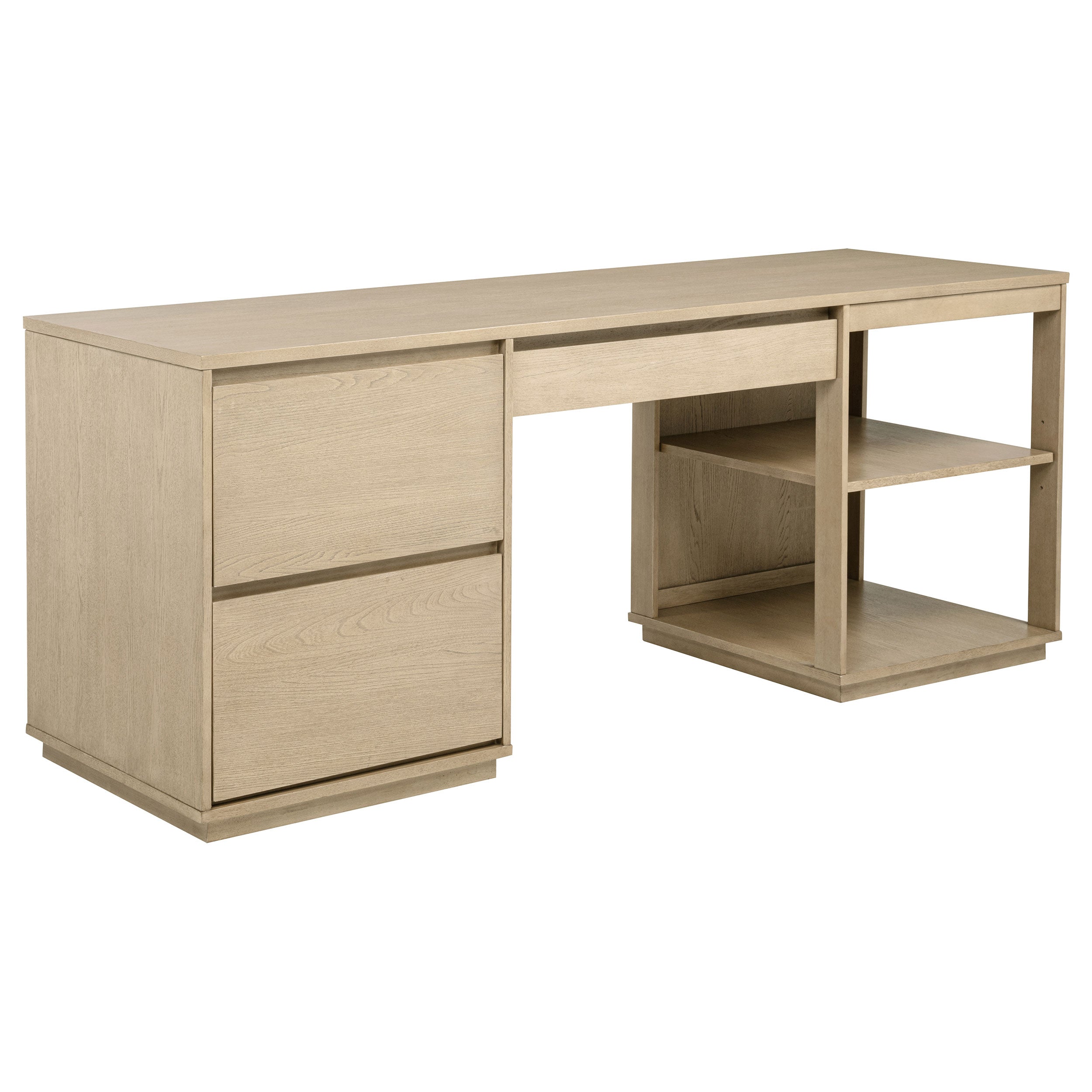 Harkes 75-inch 3-drawer Computer Desk with Adjustable Shelf Light Elm-