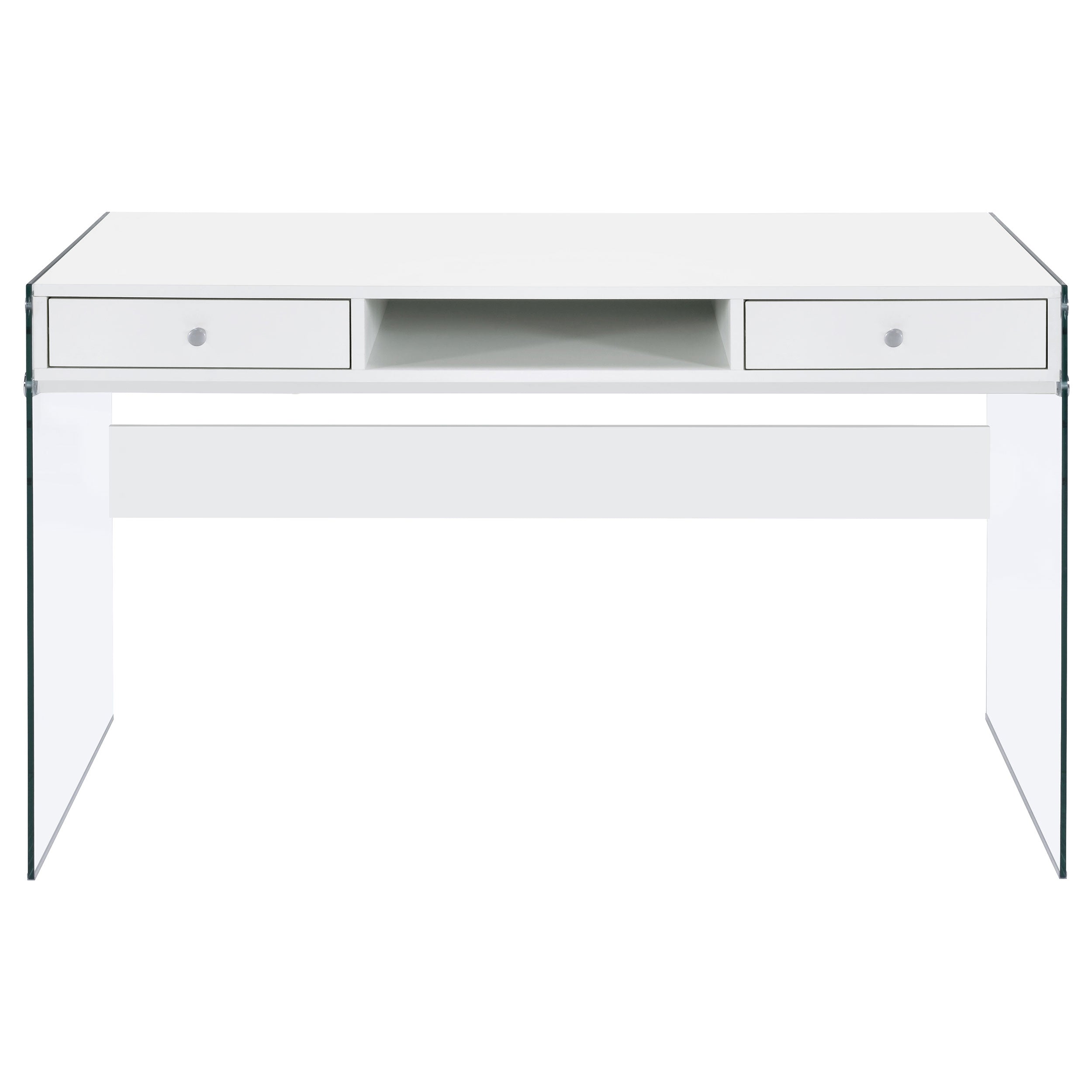 Dobrev 48-inch 2-drawer Writing Desk White High Gloss-CoasterEveryday