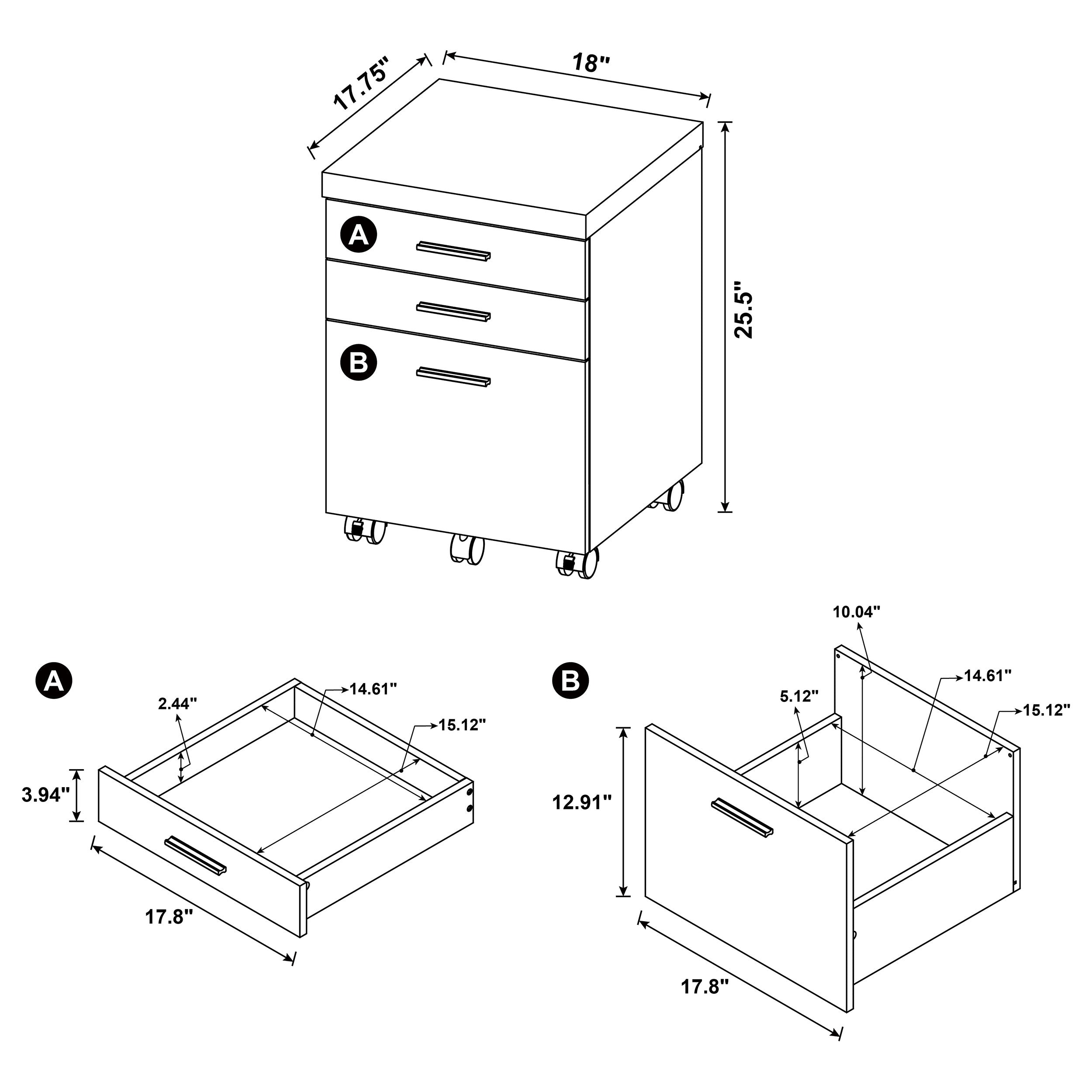 Skylar 3-drawer Home Office Mobile File Cabinet Cappuccino-CoasterEveryday