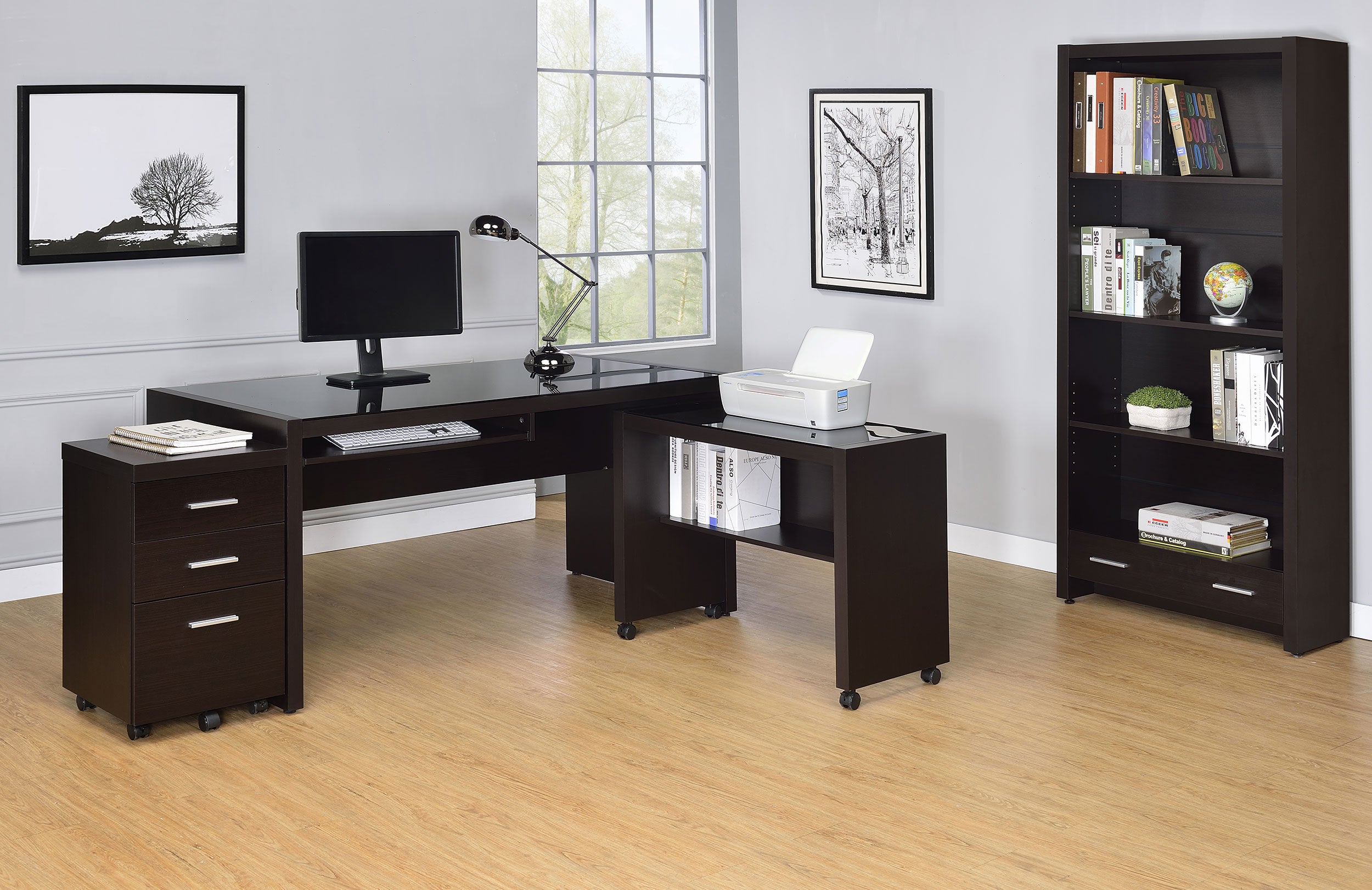 Skylar 71-inch 5-shelf Bookcase with Drawer Cappuccino-CoasterEveryday