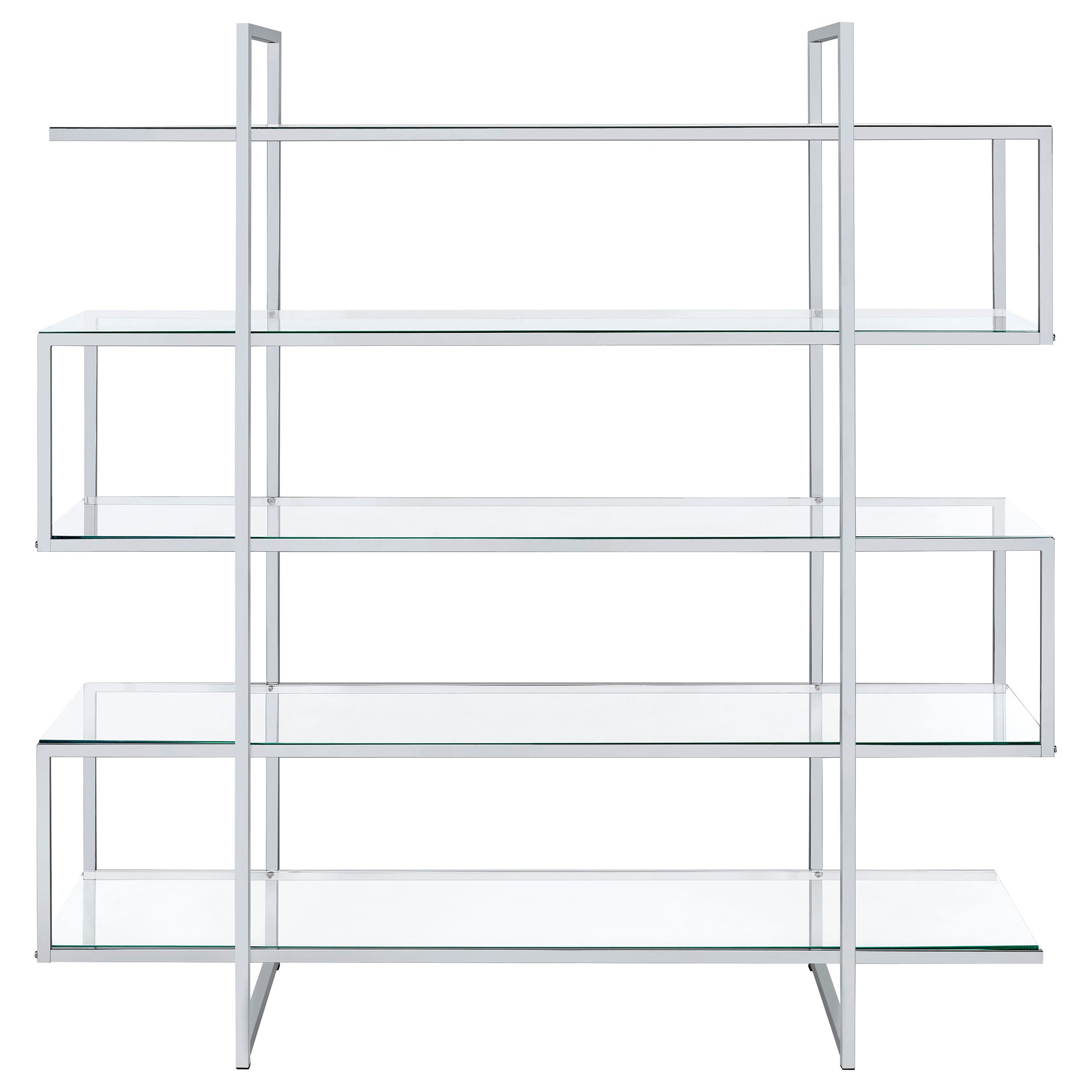 Elmer 63-inch 5-shelf Bookshelf Clear and Chrome-CoasterElevations