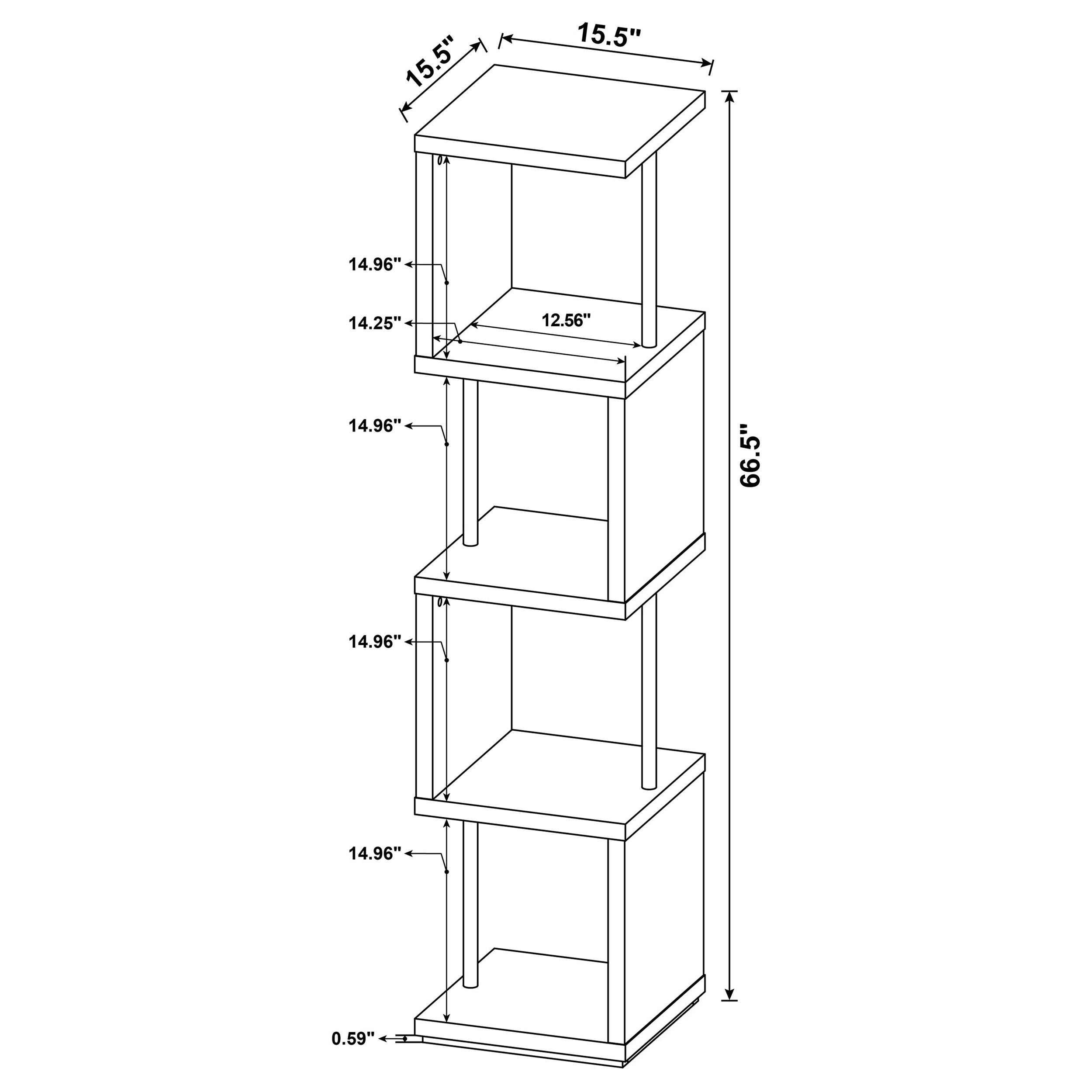 Baxter 67-inch 4-shelf Bookshelf Black and Chrome-CoasterEveryday