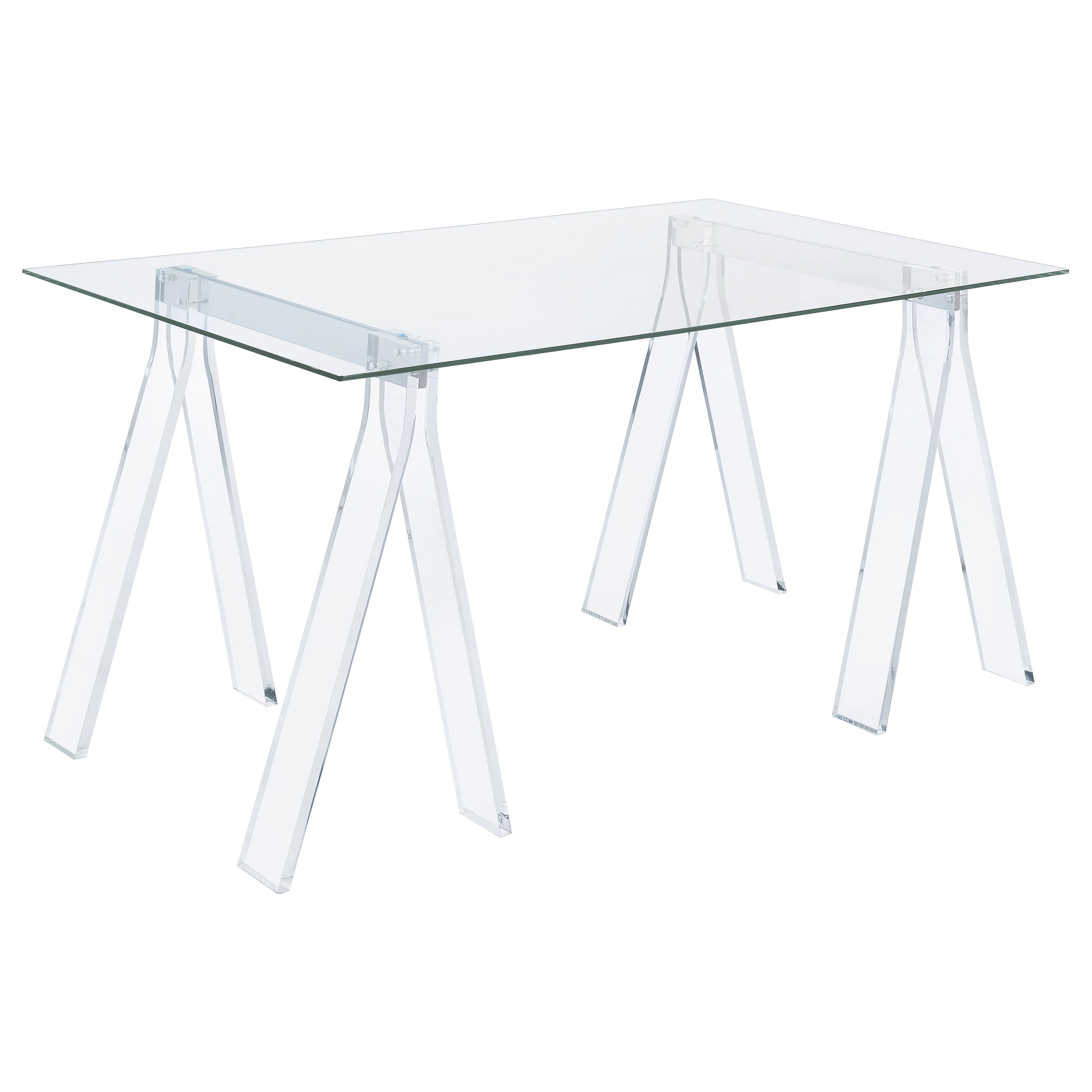 Amaturo 59-inch Glass Top Acrylic Writing Desk Clear-CoasterEssence