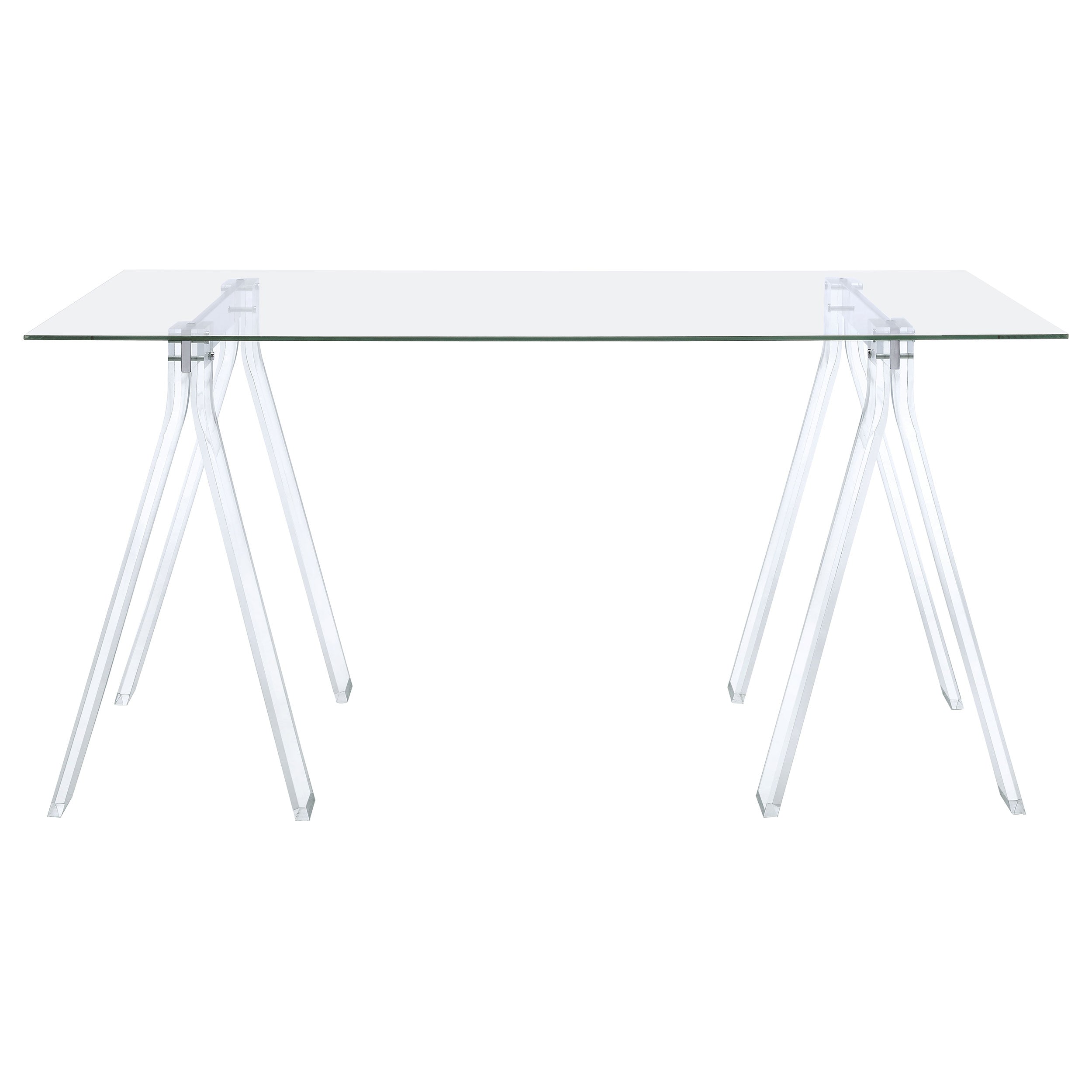 Amaturo 59-inch Glass Top Acrylic Writing Desk Clear-CoasterEssence