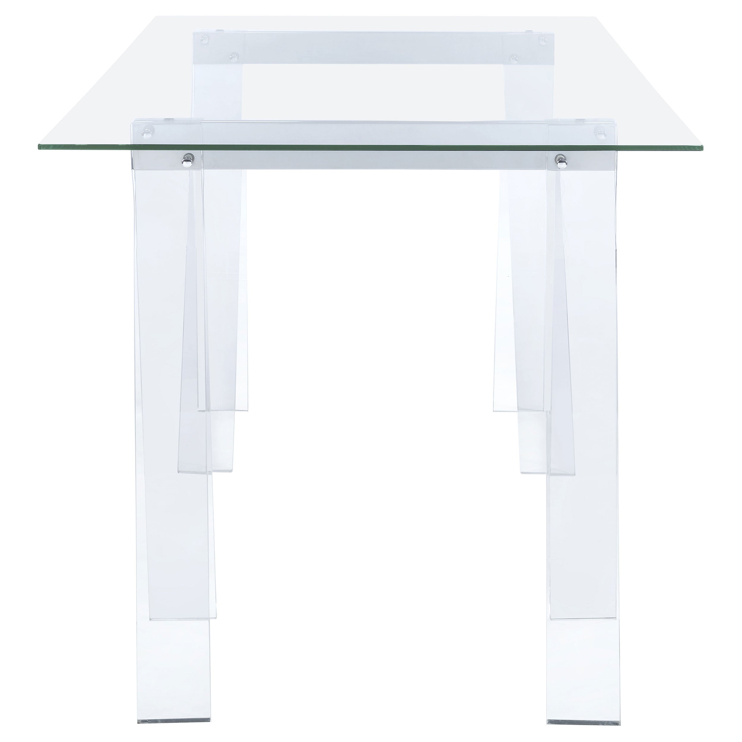 Amaturo 59-inch Glass Top Acrylic Writing Desk Clear-CoasterEssence