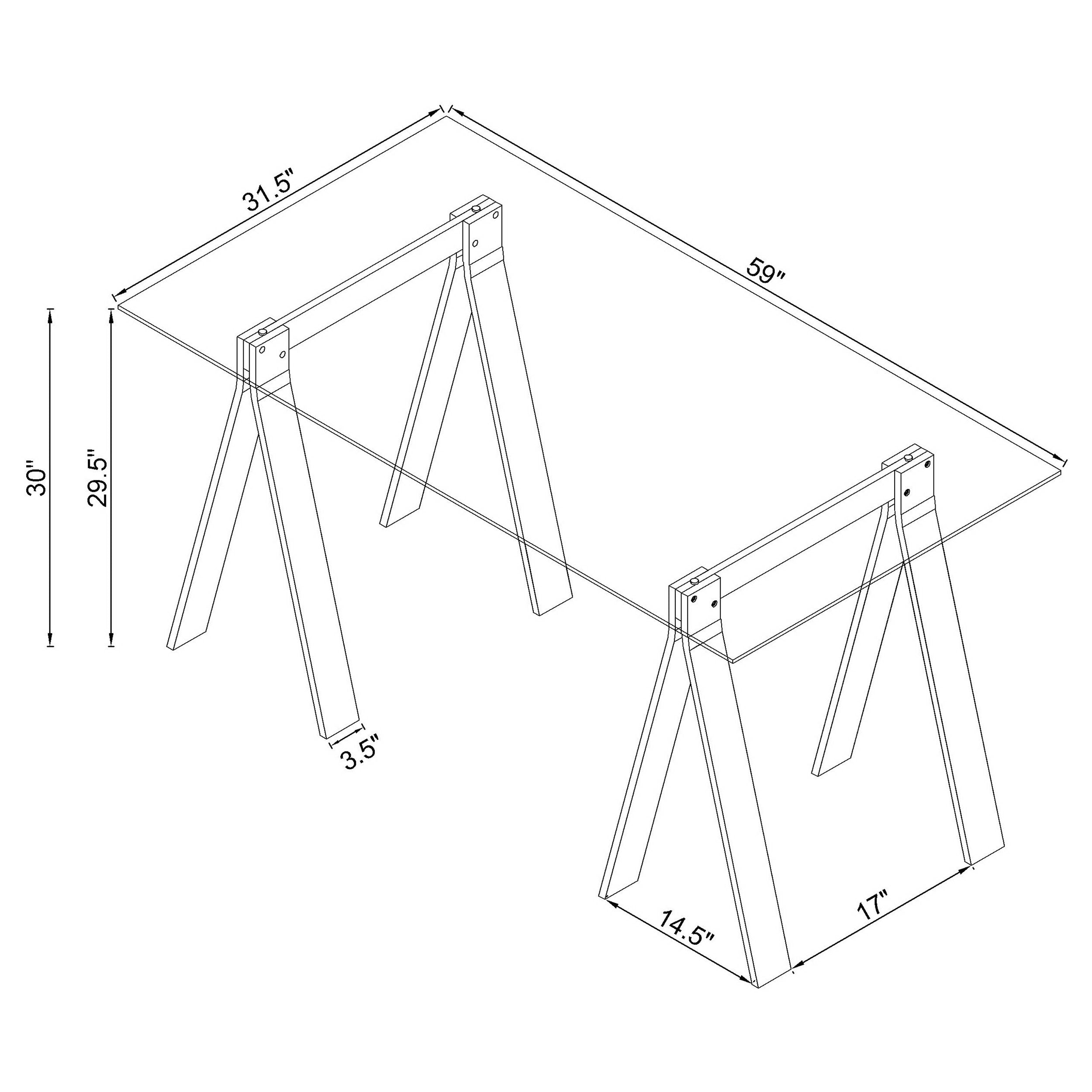 Amaturo 59-inch Glass Top Acrylic Writing Desk Clear-CoasterEssence