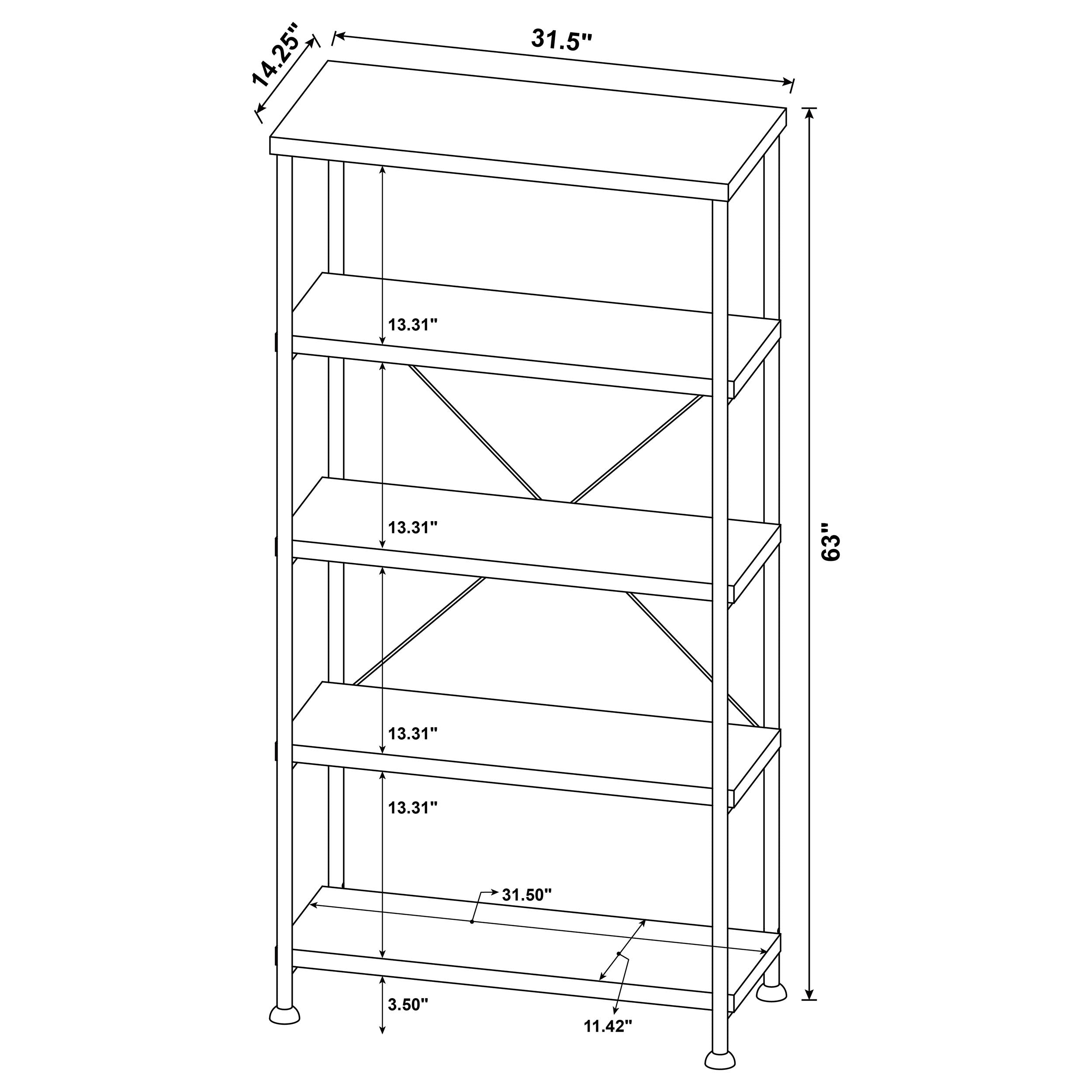 Analiese 2-piece Computer Desk Bookcase Set Rustic Nutmeg-CoasterEveryday