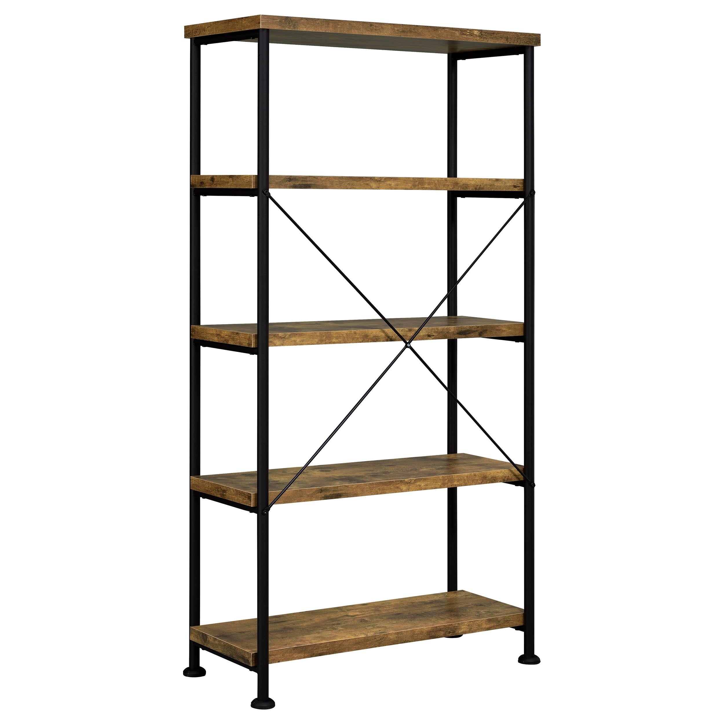 Analiese 63-inch 4-shelf Bookshelf Rustic Nutmeg-CoasterEveryday