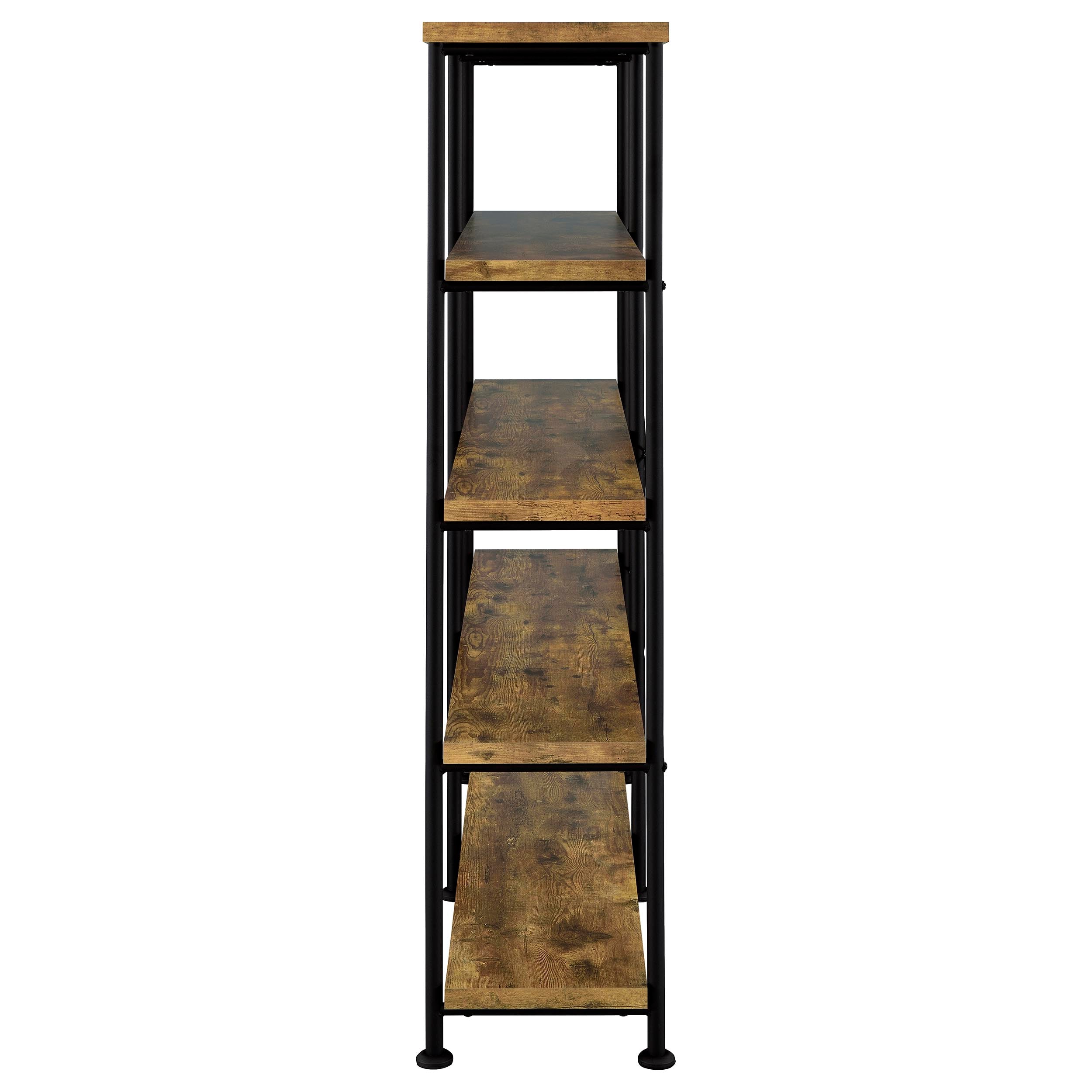 Analiese 63-inch 4-shelf Double Bookshelf Rustic Nutmeg-CoasterEveryday