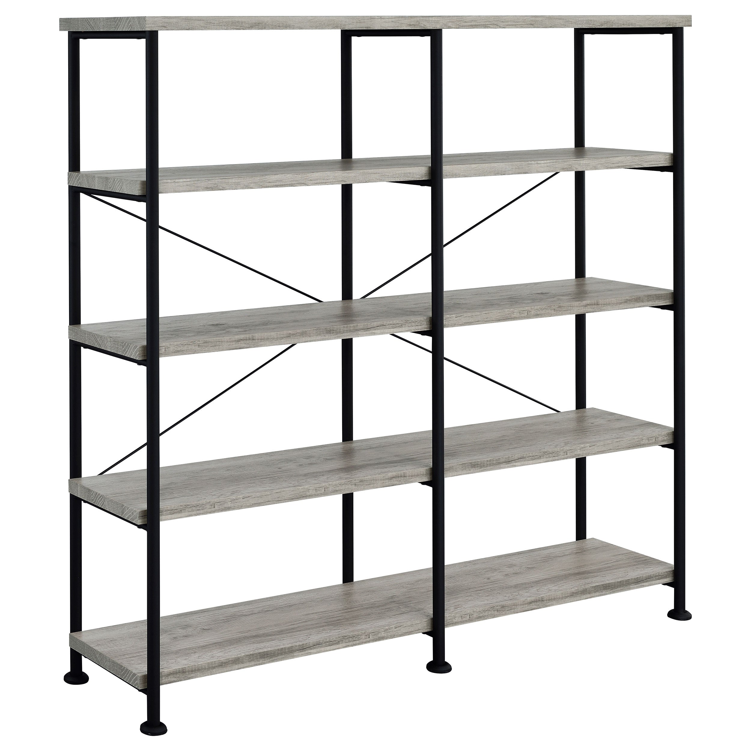 Analiese 63-inch 4-shelf Double Bookshelf Grey Driftwood-CoasterEveryday