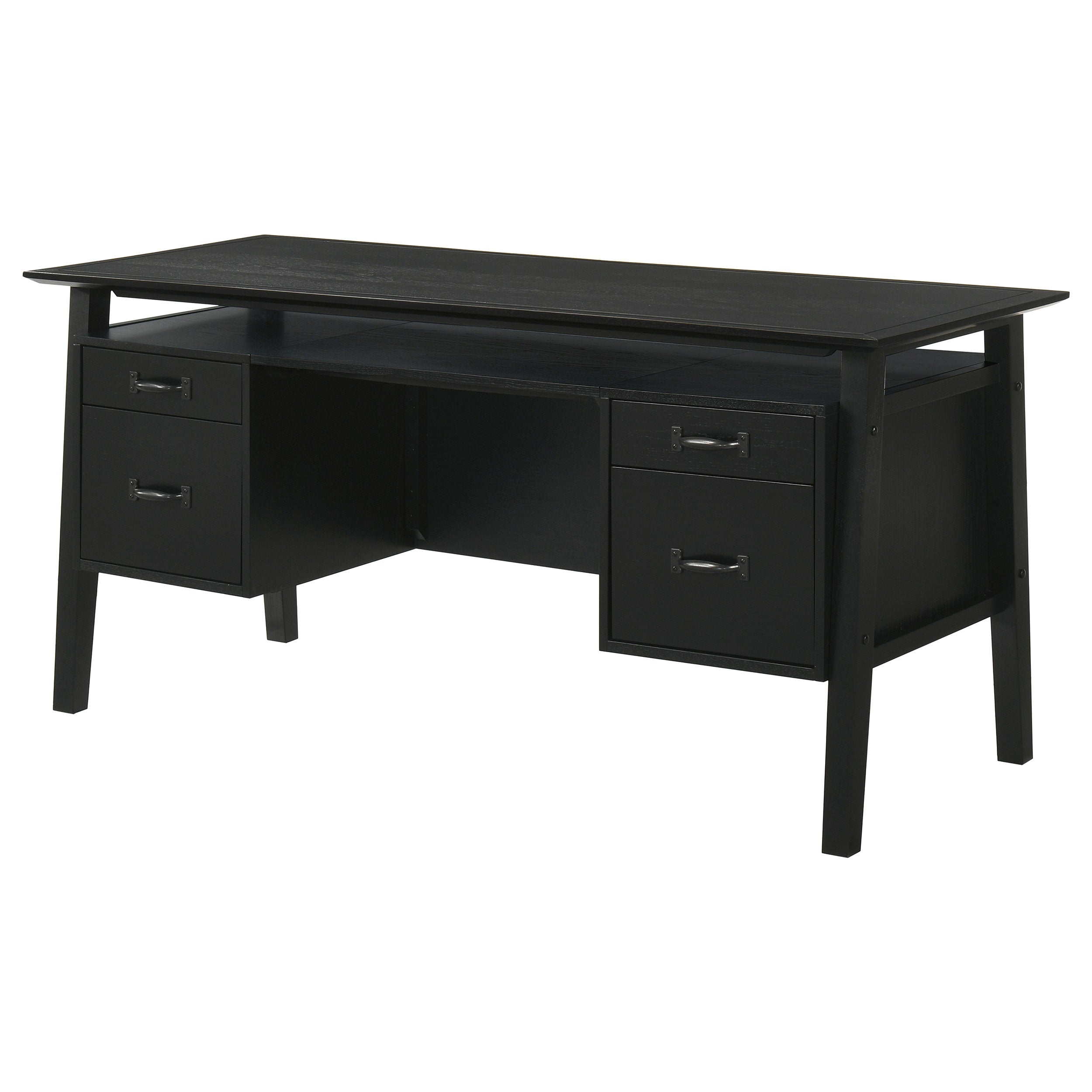 Goodson 64-inch 4-Drawer Double Pedestal Computer Desk Black-