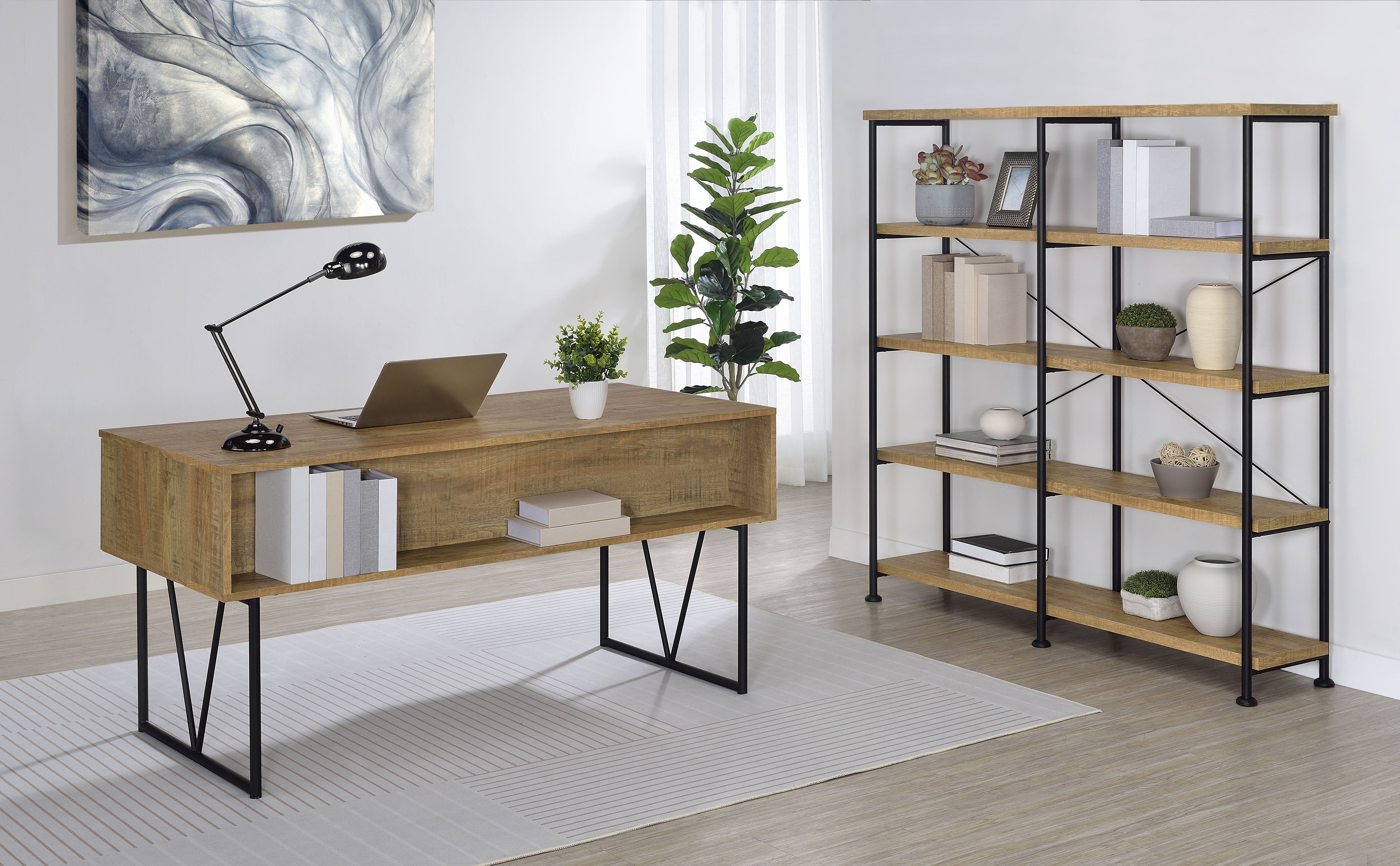 Analiese 63-inch 4-shelf Double Bookshelf Mango-