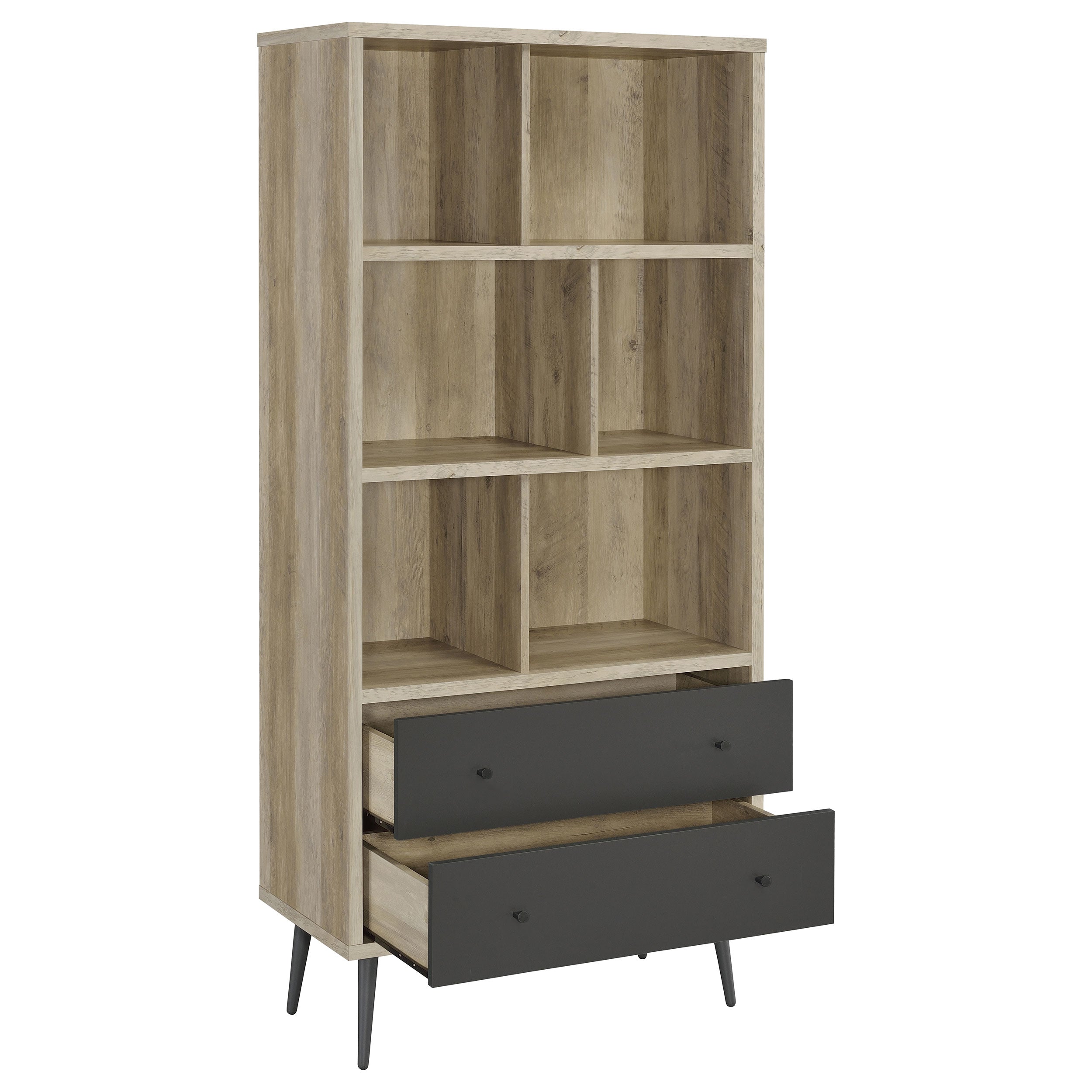 Maeve 70-inch 3-shelf Bookcase with Drawers Distressed Pine-