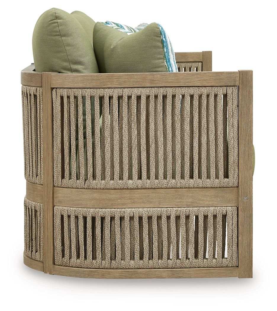 Serena Shores - Sofa With Cushion - Beige / Green - Best Buy Furniture