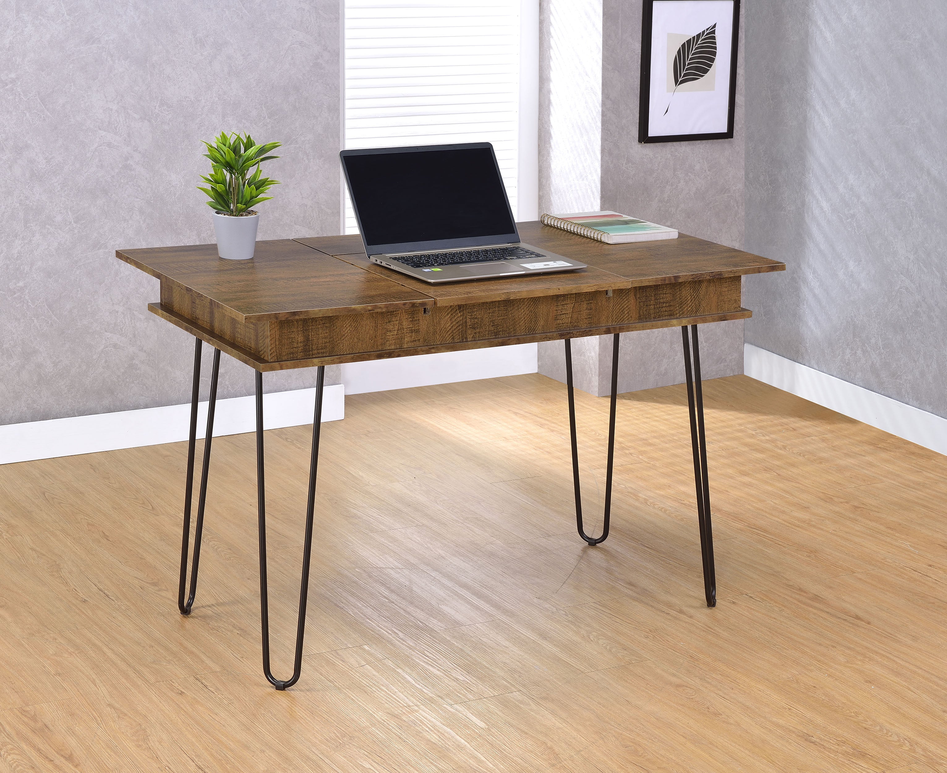 Sheeran 47-inch Writing Desk with Storage Rustic Amber-CoasterEveryday