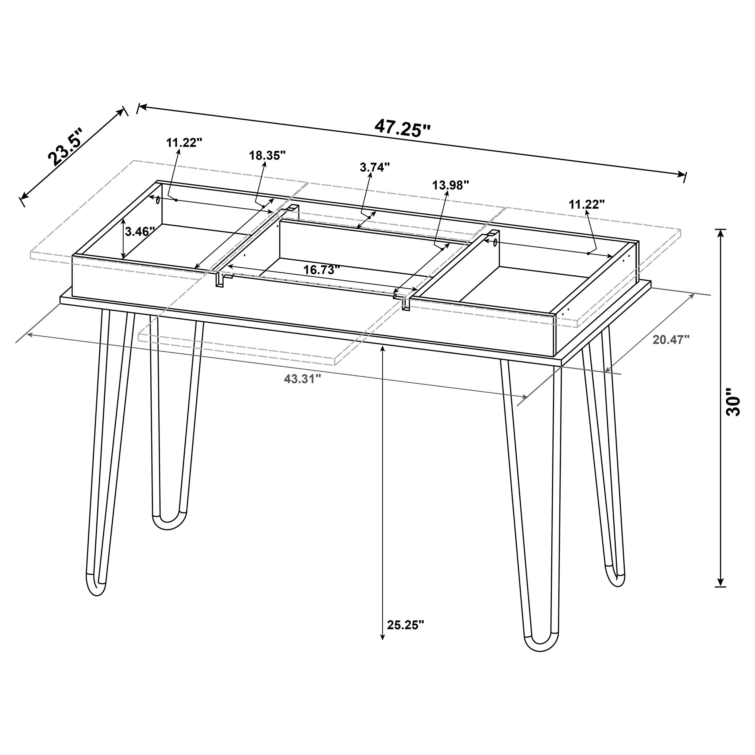 Sheeran 47-inch Writing Desk with Storage Rustic Amber-CoasterEveryday