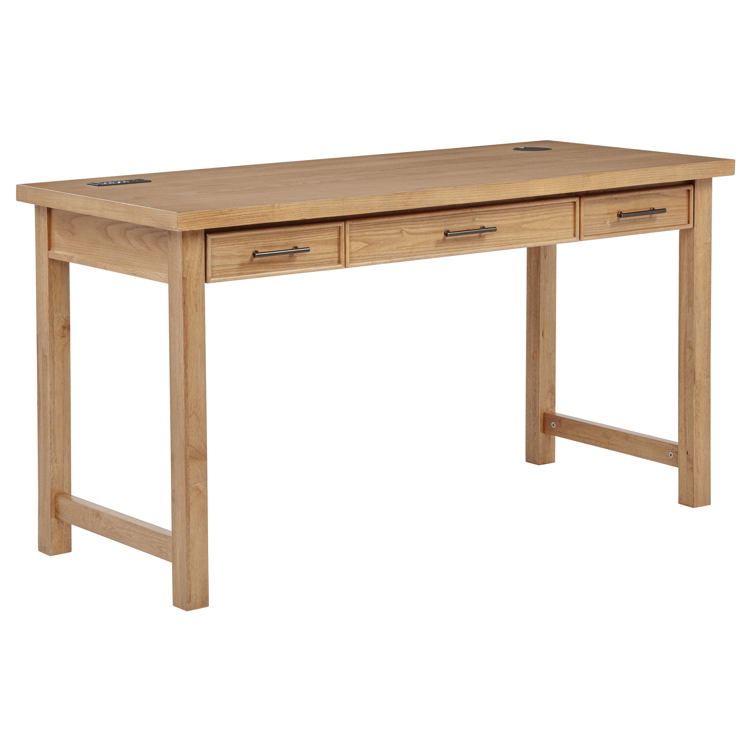 Vermes 55-inch 3-drawer Writing Desk with Power Outlet Light Ash-