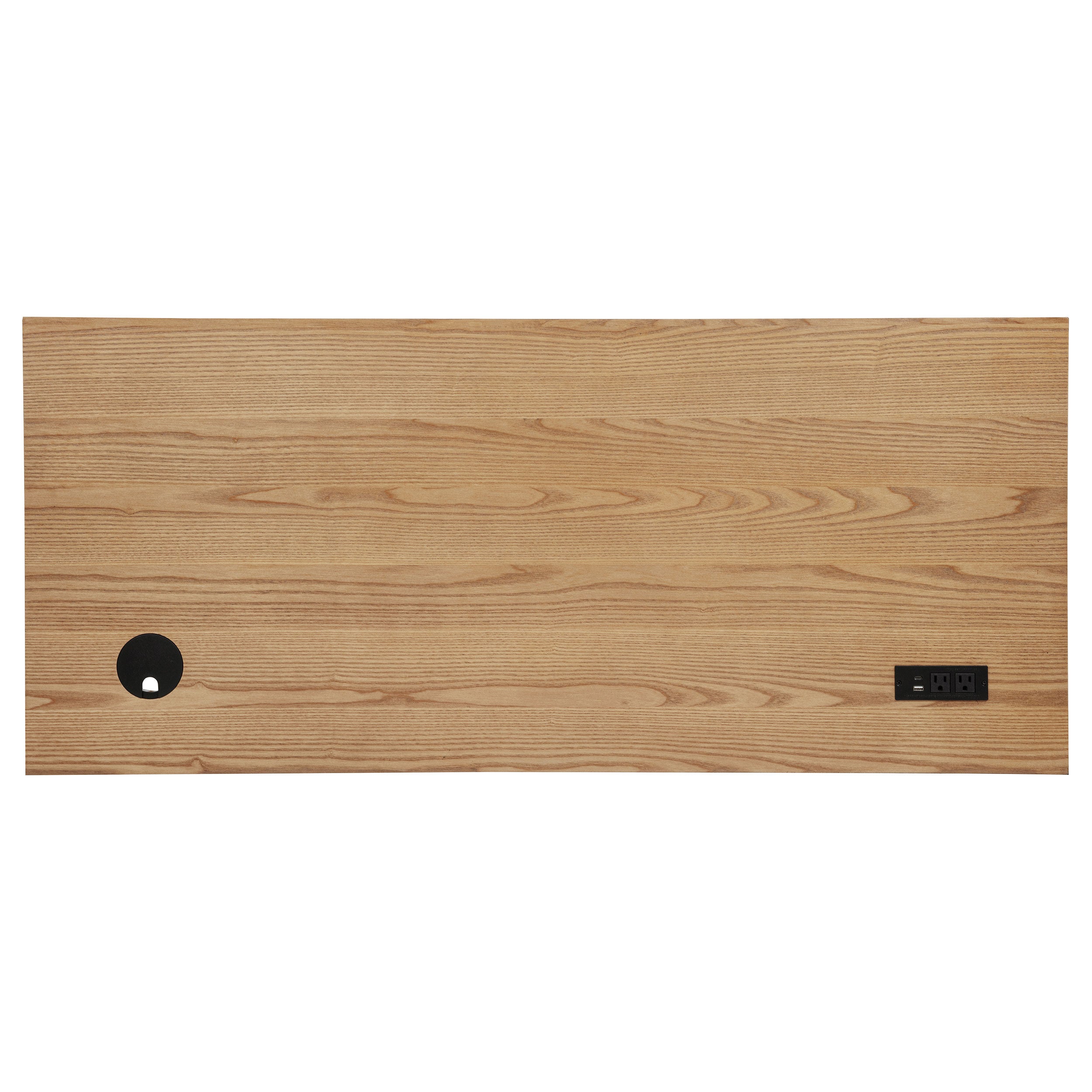 Vermes 55-inch 3-drawer Writing Desk with Power Outlet Light Ash-