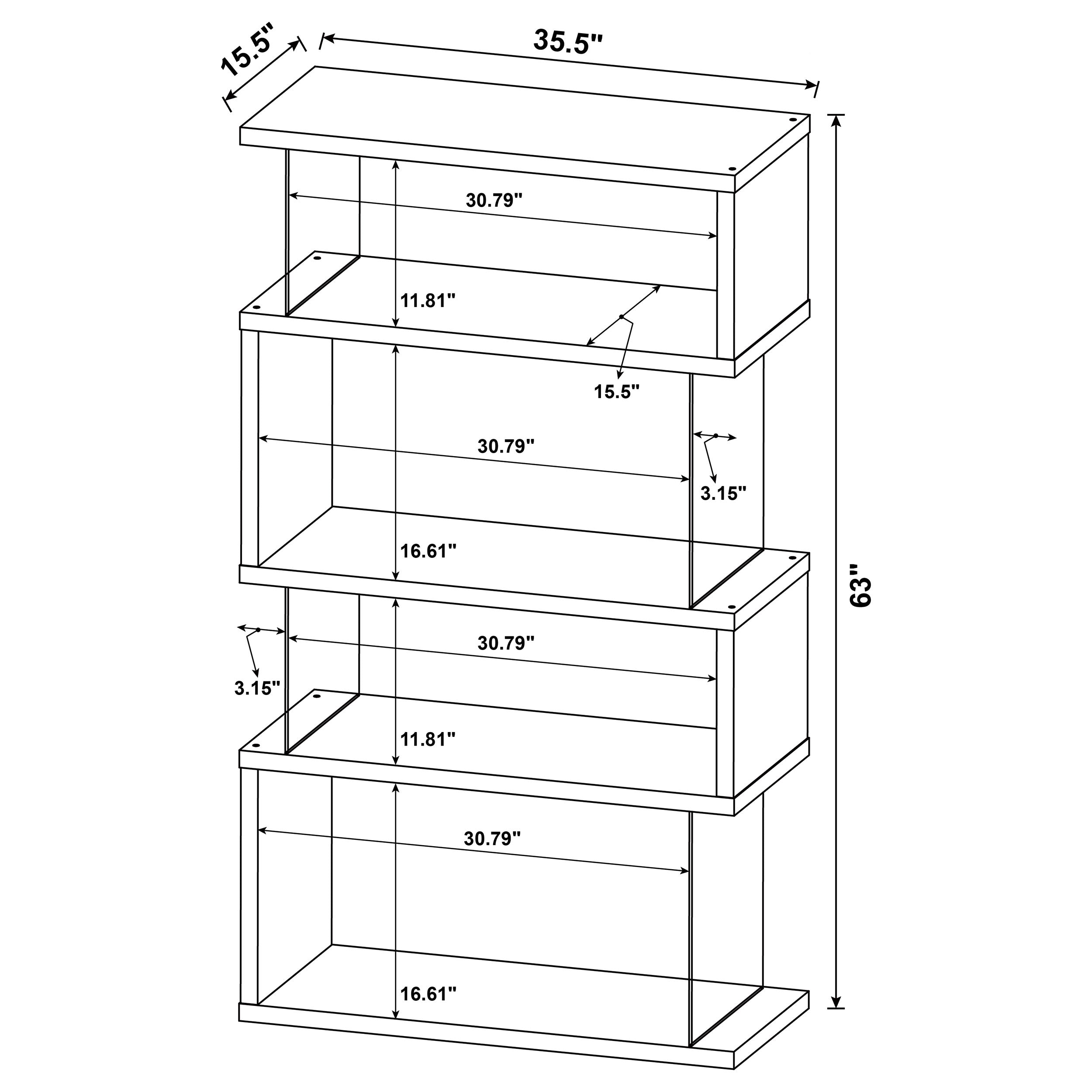 Emelle 63-inch 4-shelf Glass Panel Bookshelf Grey Driftwood-CoasterEssence