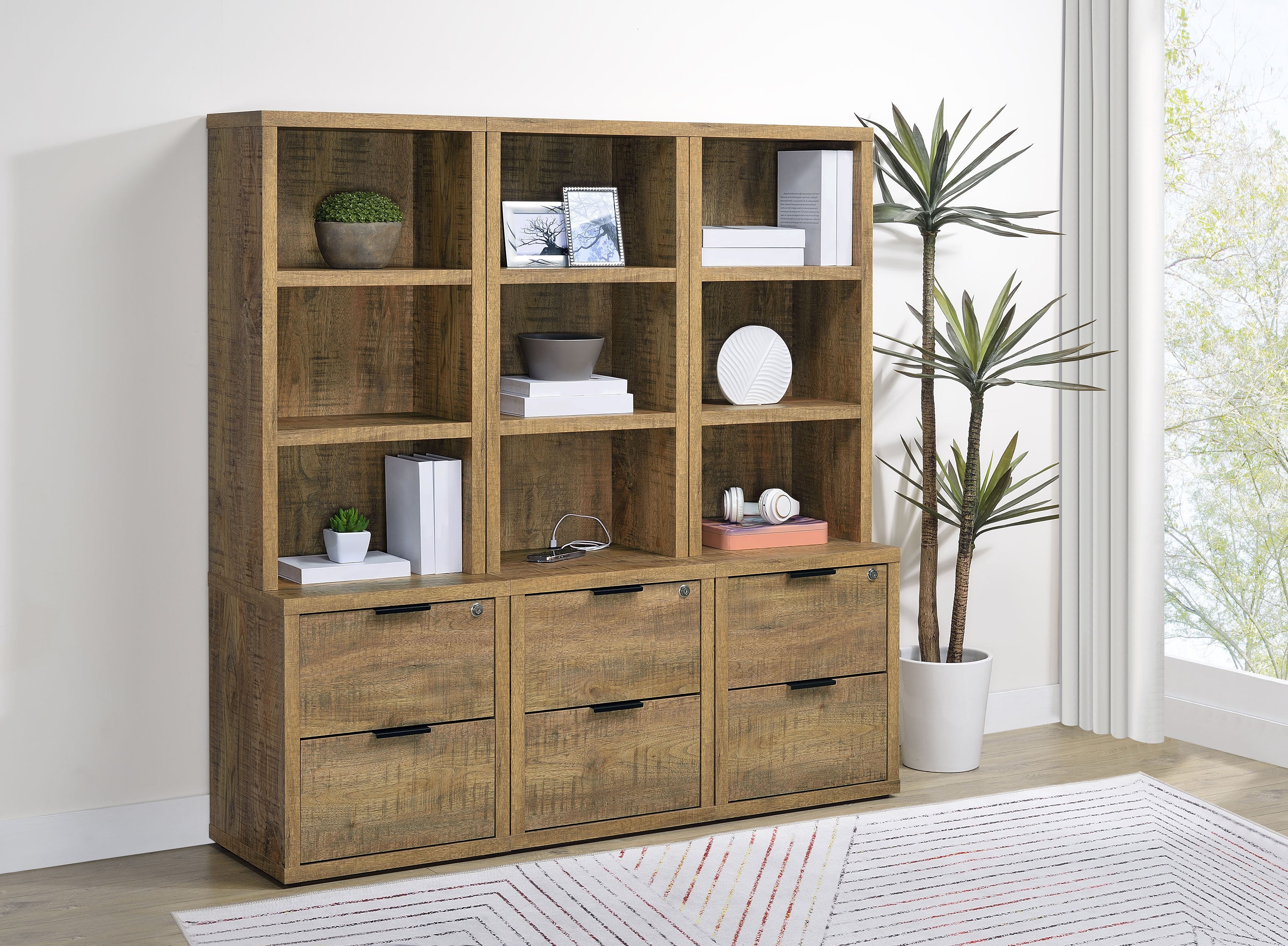 Westpark 3-shelf Bookcase USB and Lockable Drawer Mango-