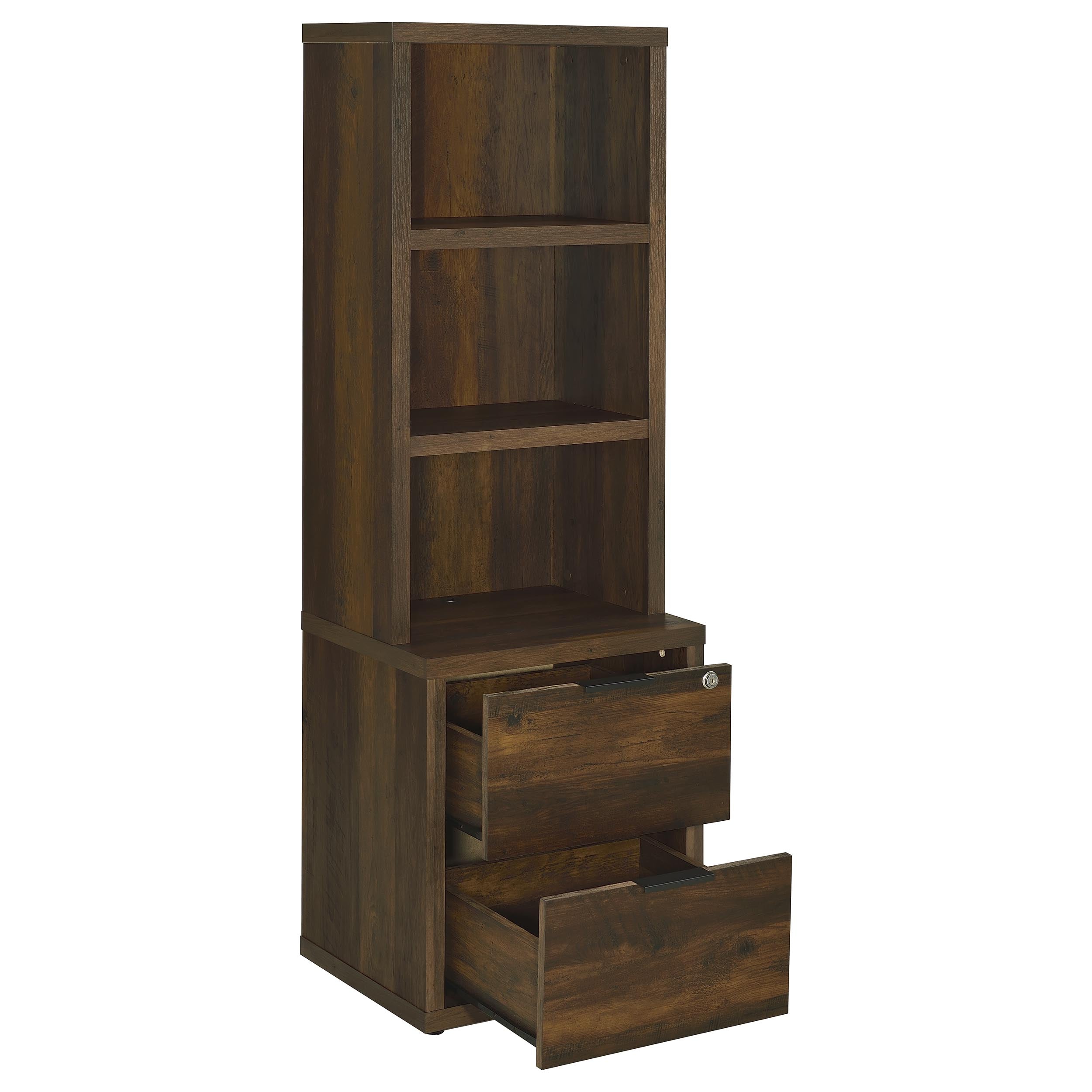 Westpark 3-shelf Bookcase USB and Lockable Drawer Dark Pine-