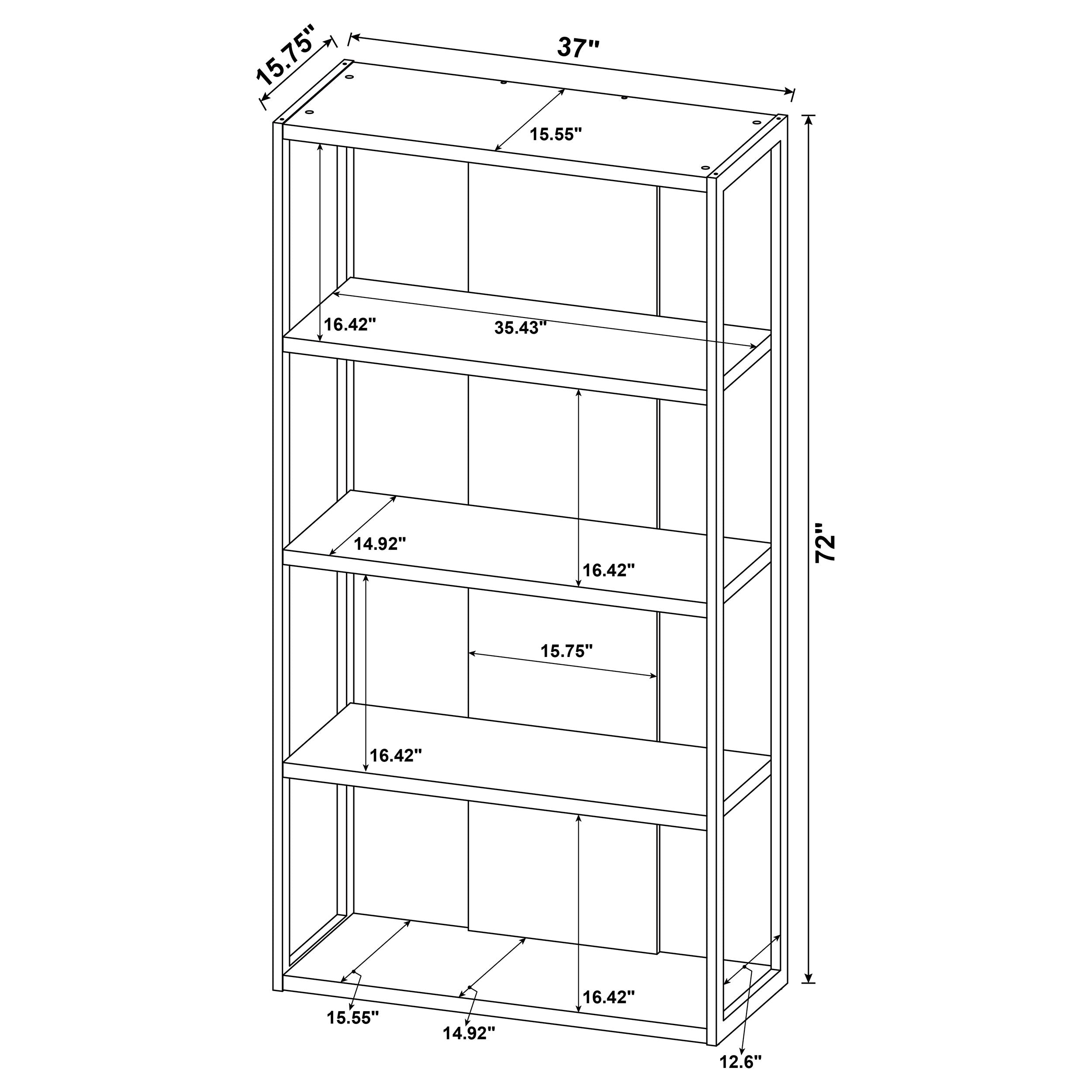 Loomis 72-inch 4-shelf Bookshelf Whitewashed Grey-CoasterEssence