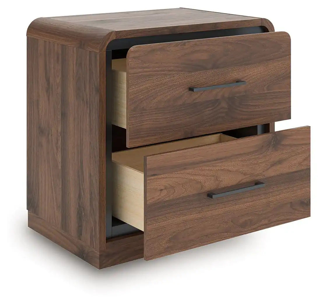 Fortlorn - Two Drawer Night Stand - Walnut Brown - Best Buy Furniture