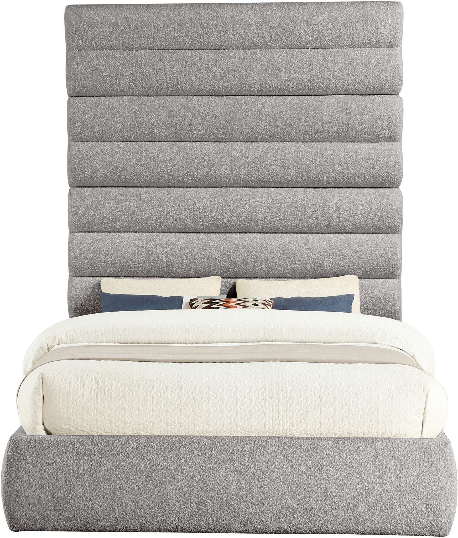 Adam - Boucle Fabric Bed With 89" Headboard