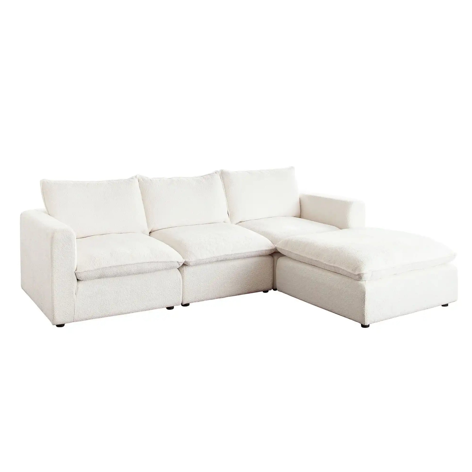 Ivy Reversible 4 Piece Down Sectional – White Faux Shearling - Best Buy Furniture