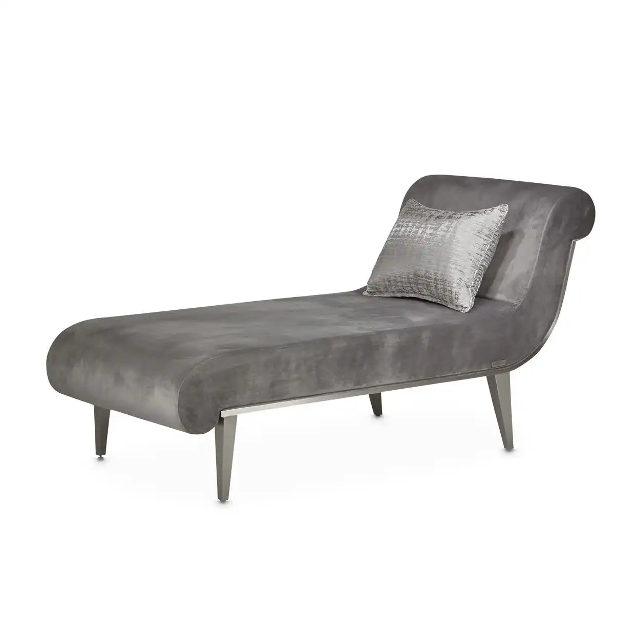 Roxbury Park - Velvet Chaise - Gray Pearl / Stainless Steel - Best Buy Furniture