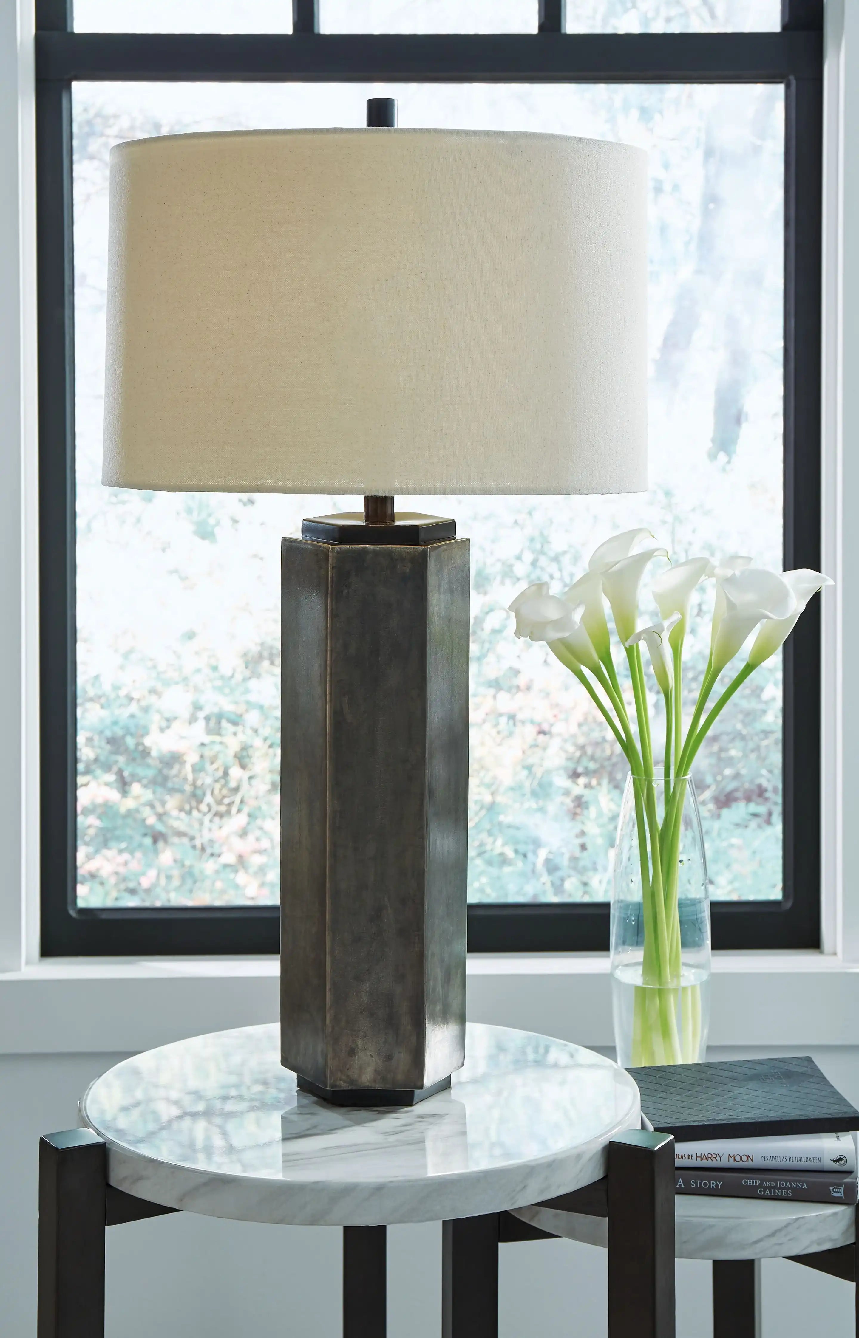 Dirkton - Metal Table Lamp - Antique Pewter Finish - Best Buy Furniture