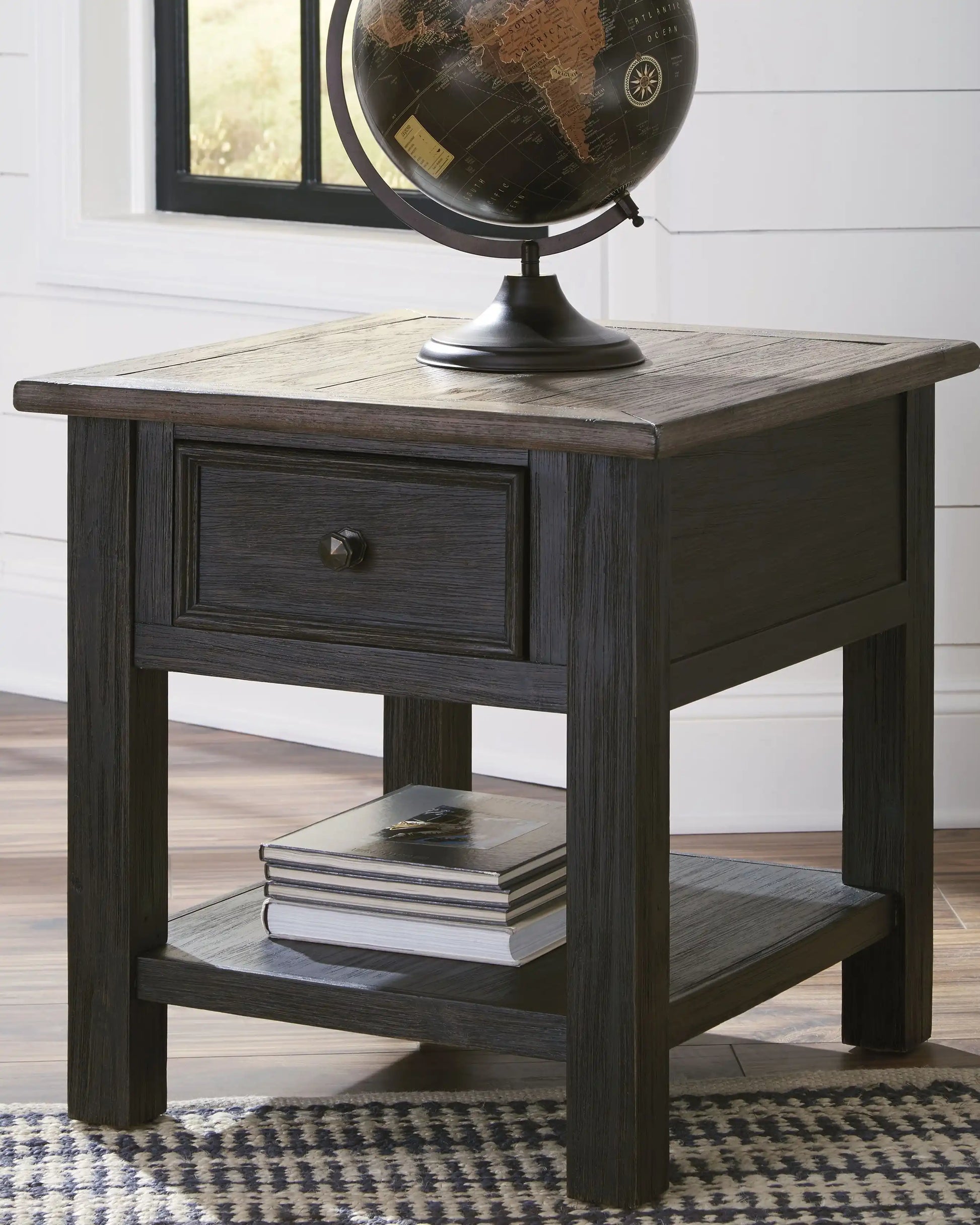 Tyler Creek - Rectangular End Table - Grayish Brown / Black - Best Buy Furniture