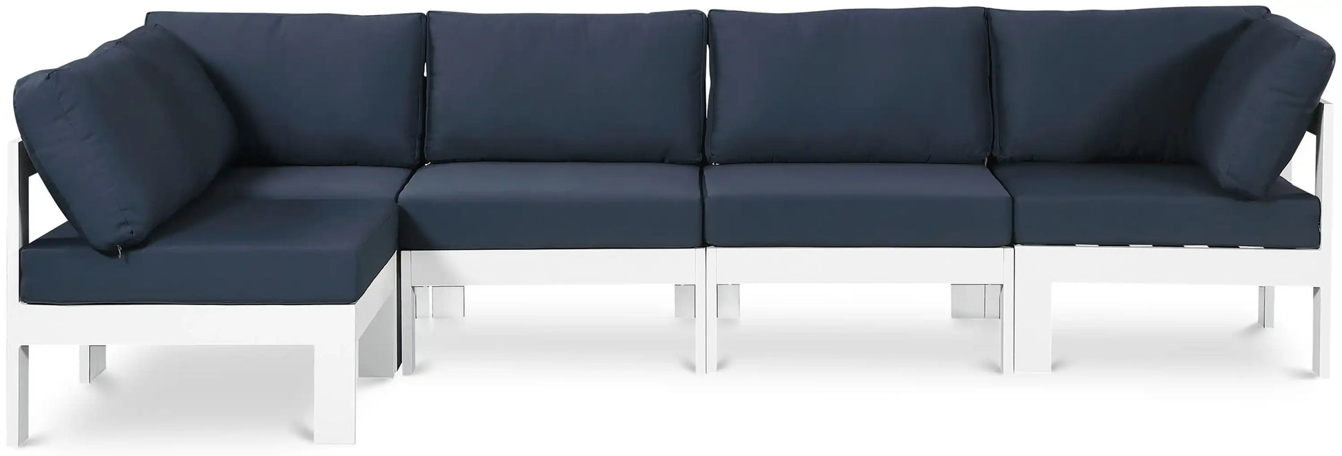 Nizuc - Outdoor Patio 5 Piece Modular Sectional With White Frame - Best Buy Furniture