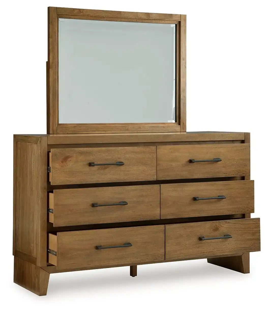 Sherbana - Dresser And Mirror - Light Brown - Best Buy Furniture
